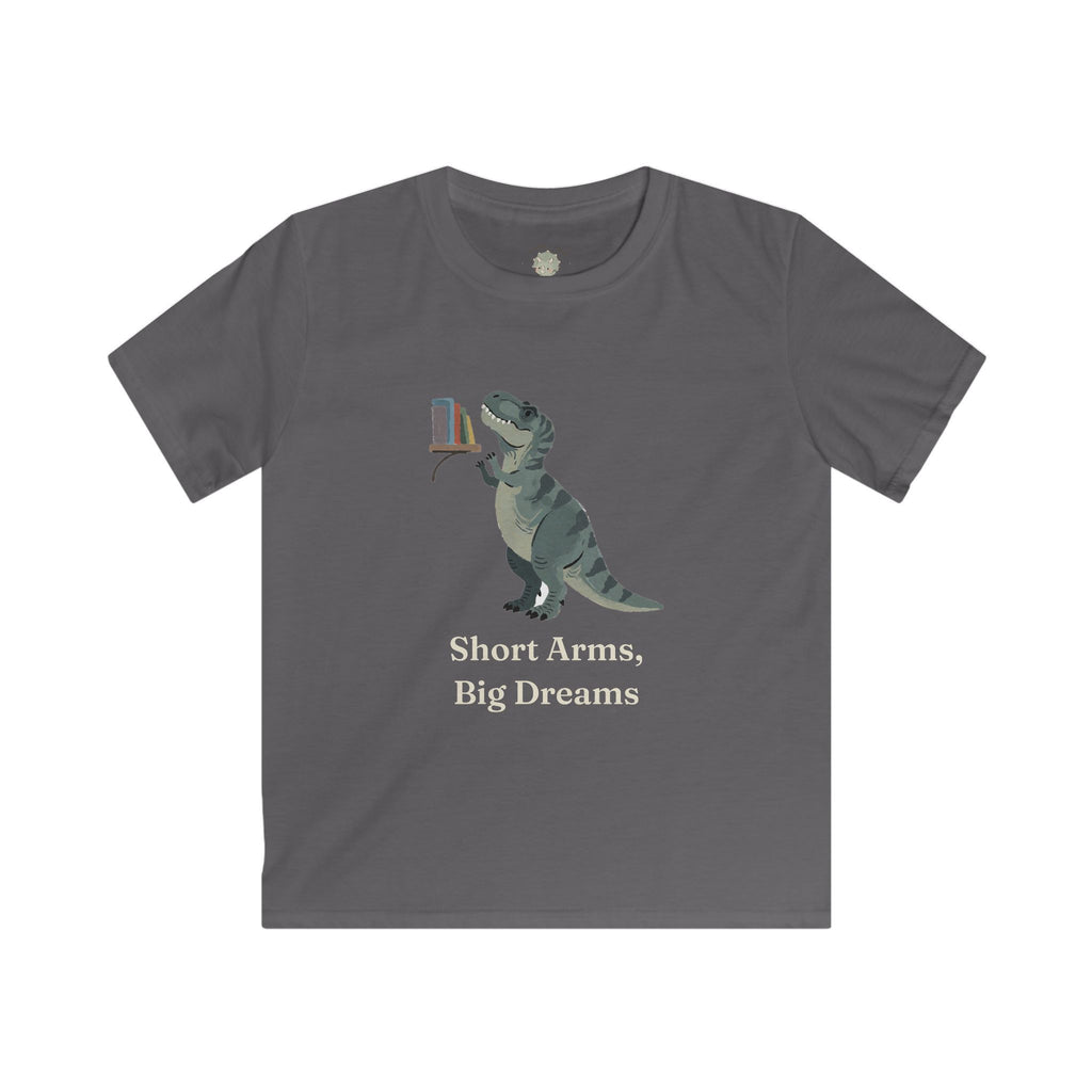 Kids Short Arms, Big Dreams T-Shirt — Funny Motivational T-Rex Graphic Tee