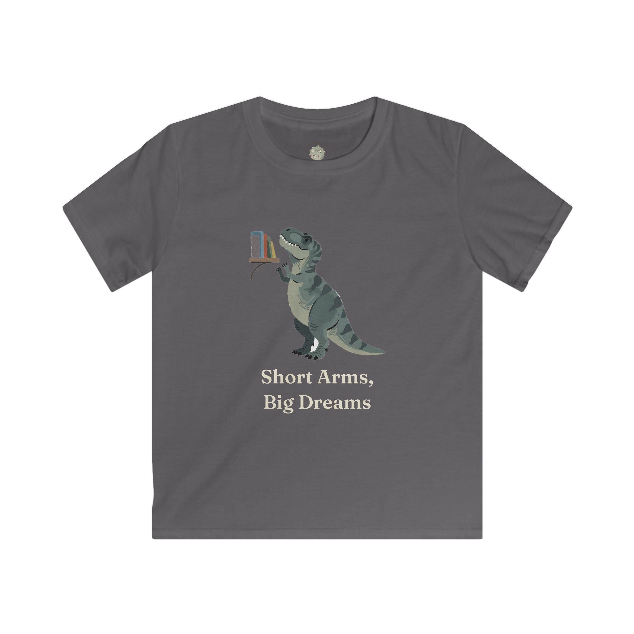 Kids Short Arms, Big Dreams T-Shirt — Funny Motivational T-Rex Graphic Tee