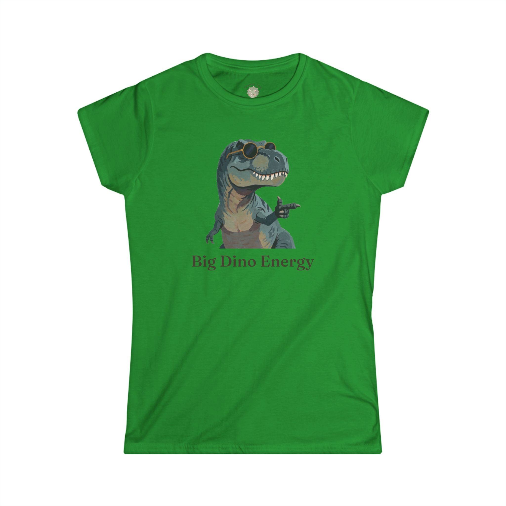 Women's Big Dino Energy T-Shirt — Funny Confident Cool Dinosaur Graphic Tee