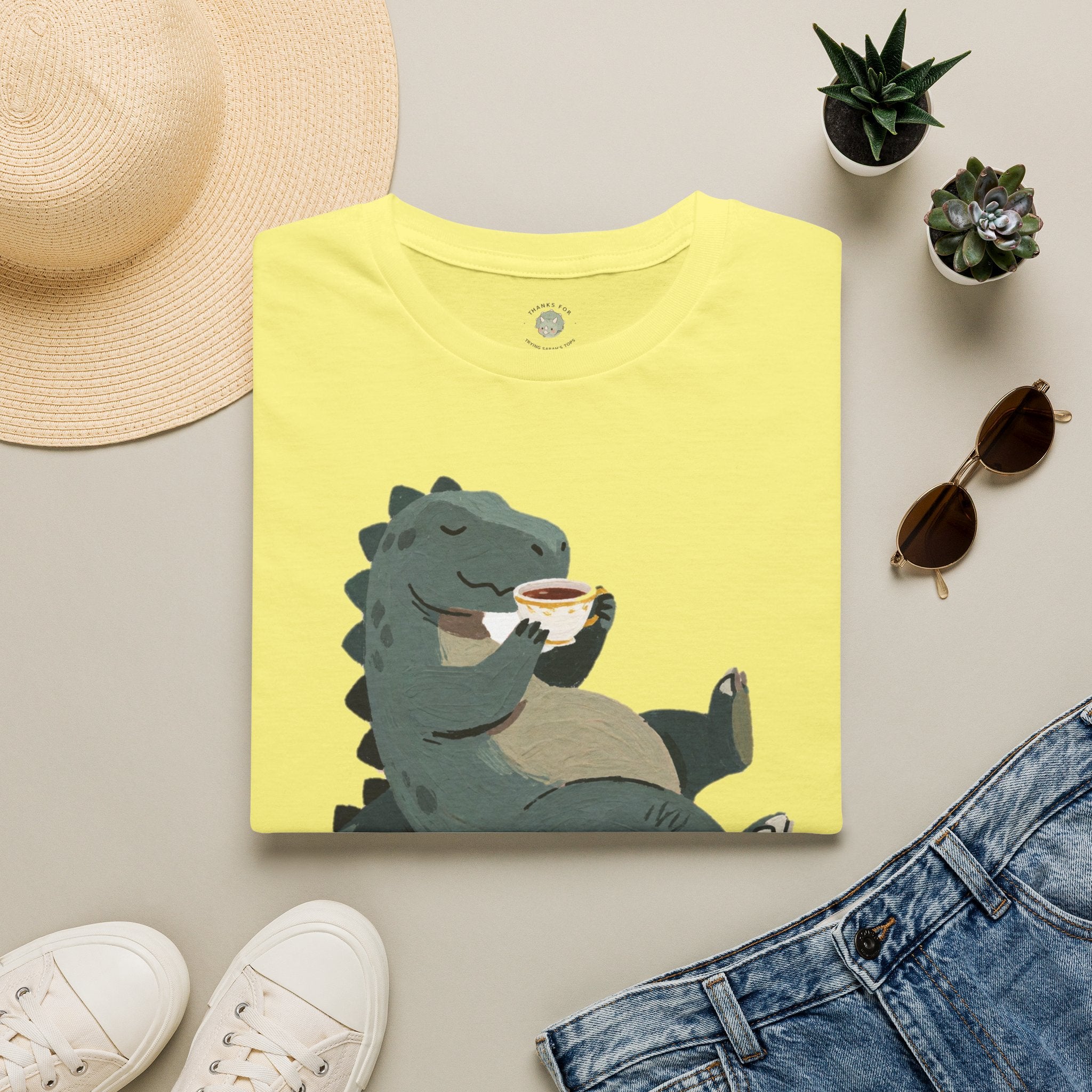 Sip Happens T-Shirt — Funny Dinosaur Coffee Tea Graphic Tee