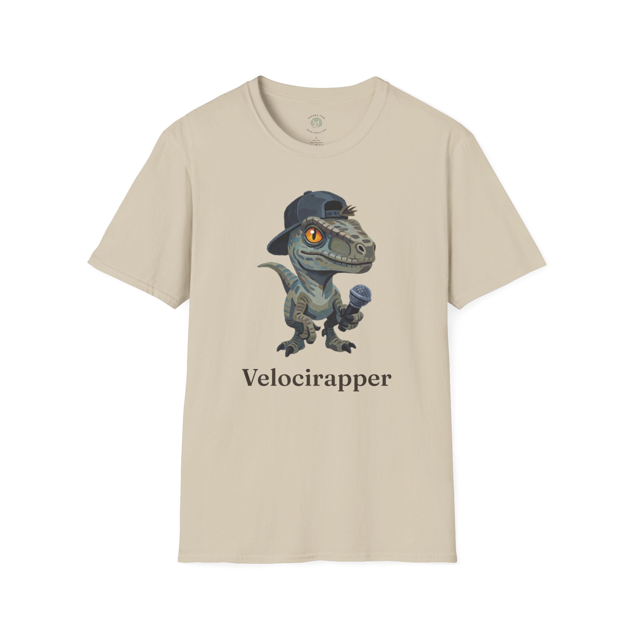 Velocirapper T-Shirt — Funny Rapper Raptor Dinosaur Graphic Tee