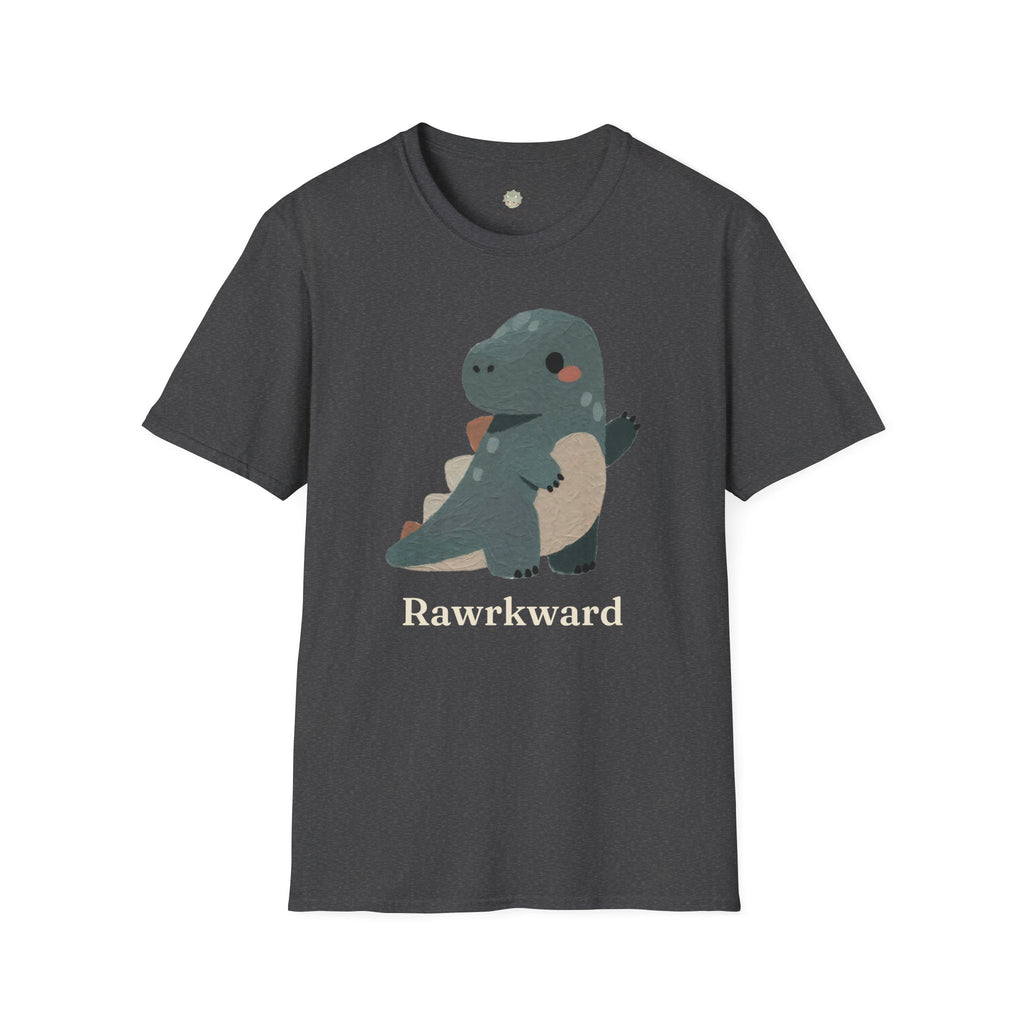 Rawrkward T-Shirt — Funny Awkward Shy Dinosaur Graphic Tee