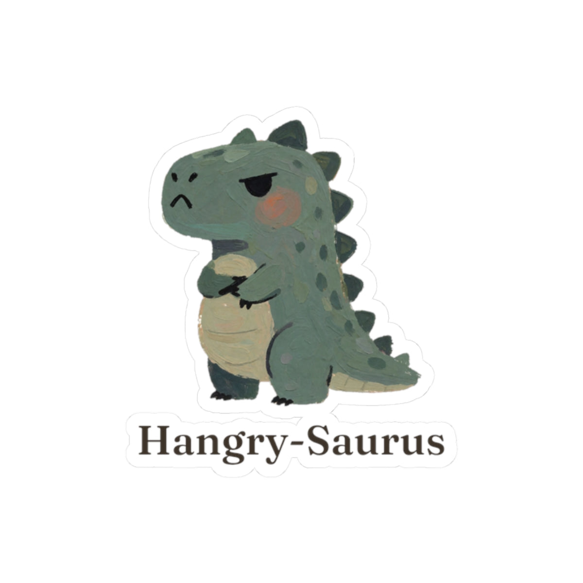 Hangry-Saurus Sticker — Funny Hungry Grumpy Dinosaur Vinyl Sticker