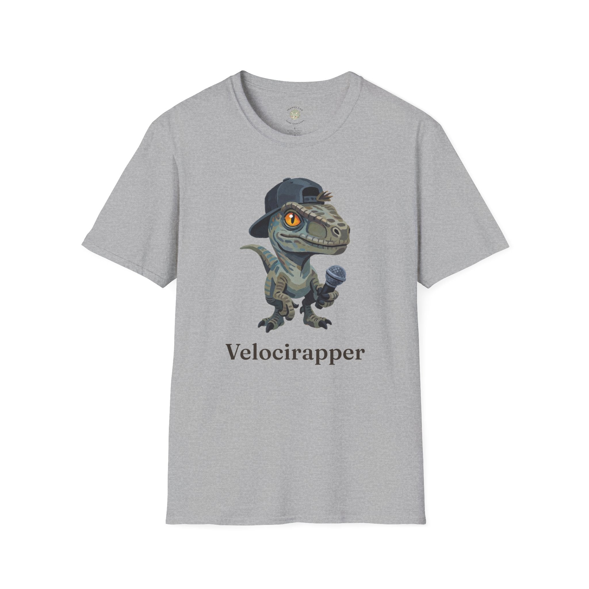 Velocirapper T-Shirt — Funny Rapper Raptor Dinosaur Graphic Tee