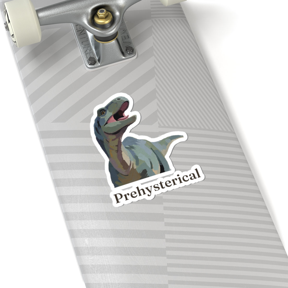 Prehysterical Sticker — Funny Laughing Dinosaur Pun Vinyl Sticker