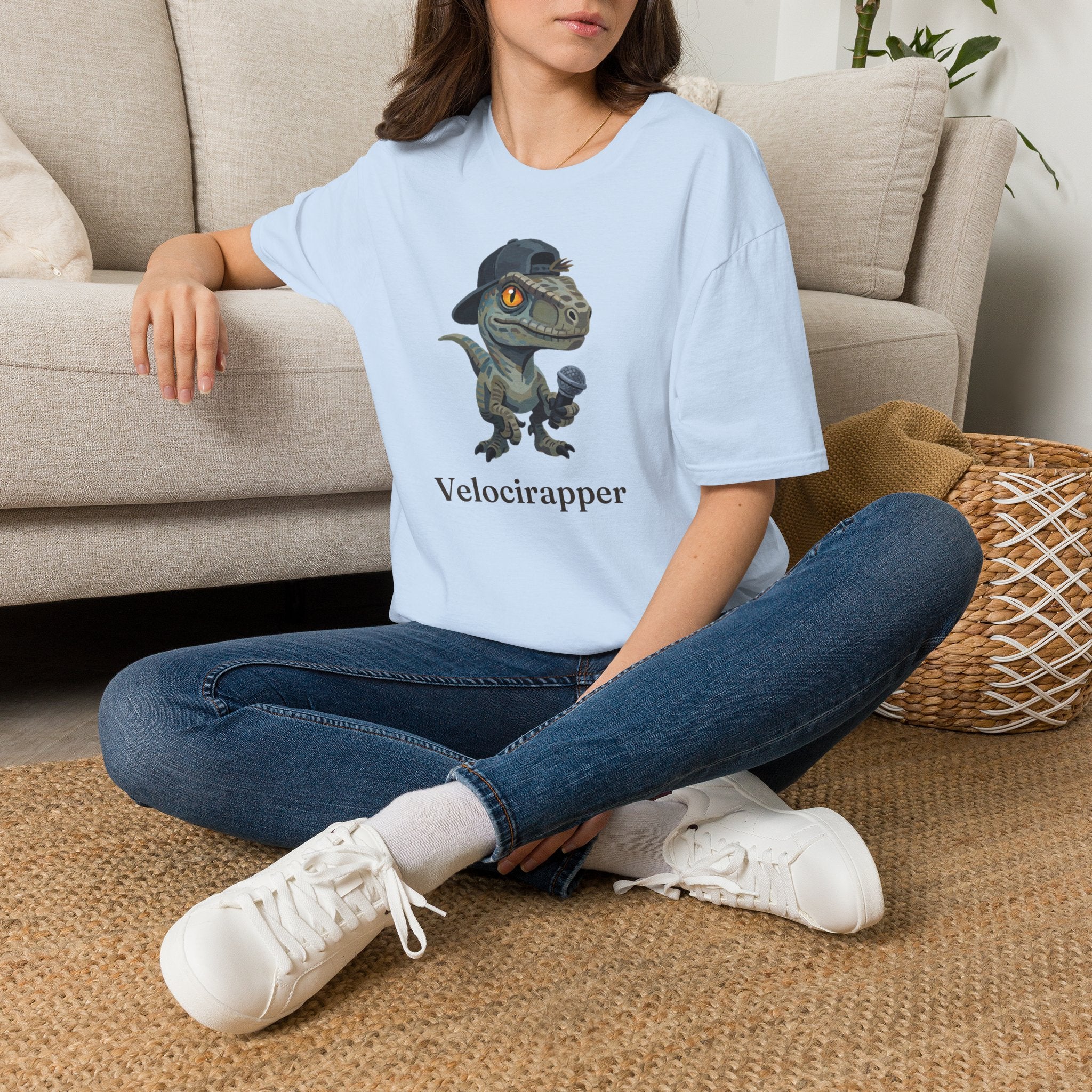 Velocirapper T-Shirt — Funny Rapper Raptor Dinosaur Graphic Tee