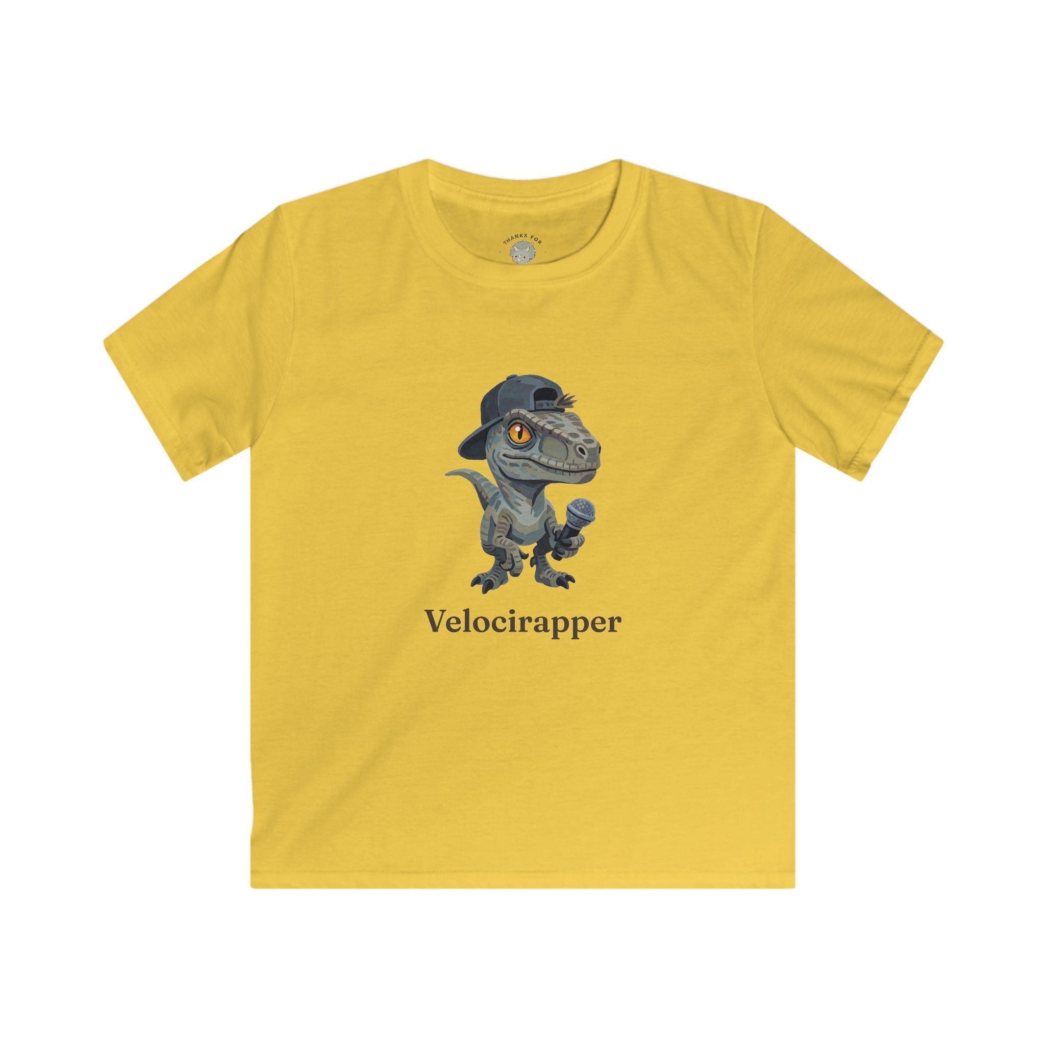 Kids Velocirapper T-Shirt — Funny Rapper Raptor Dinosaur Graphic Tee