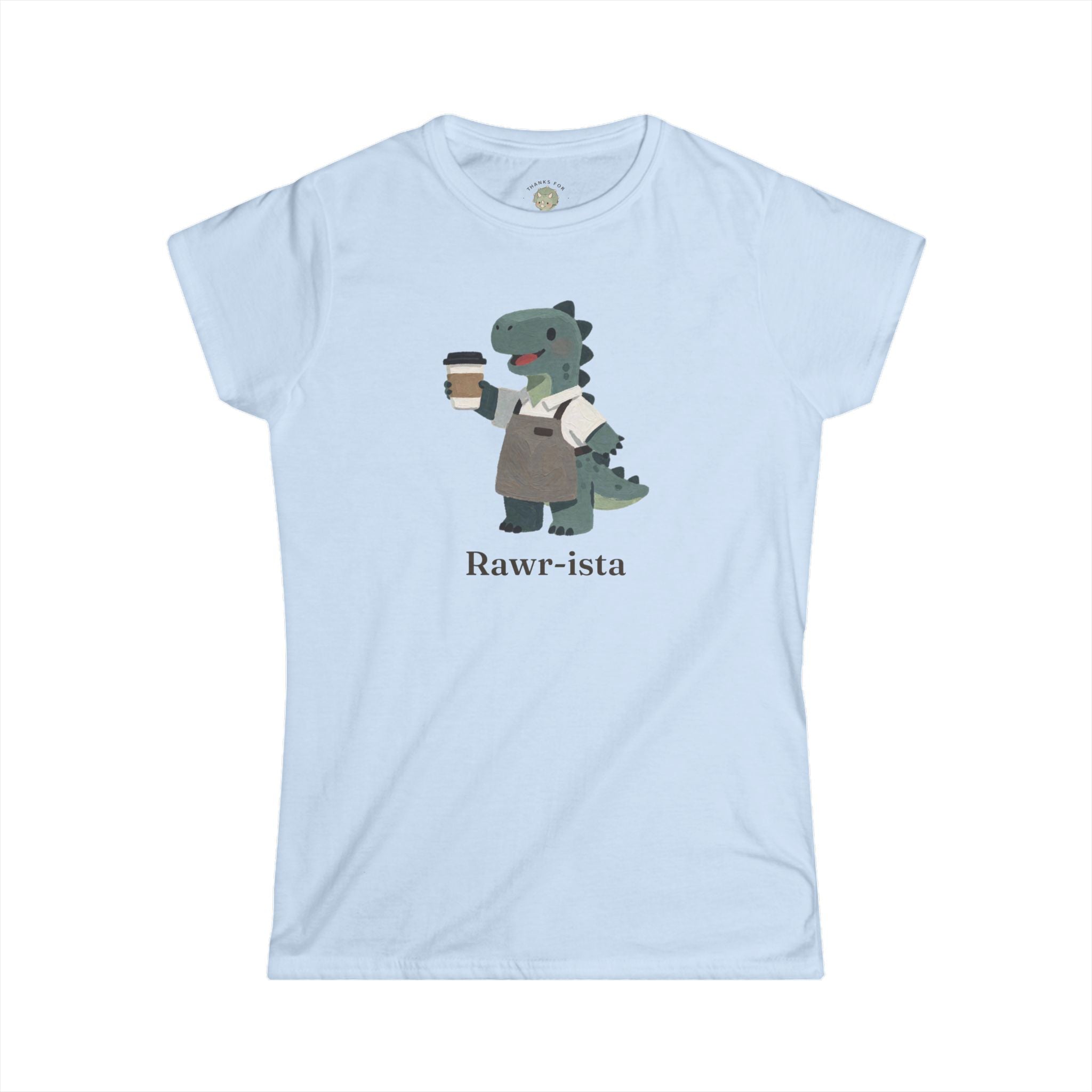 Women's Rawr-ista T-Shirt — Funny Coffee Dinosaur Barista Graphic Tee