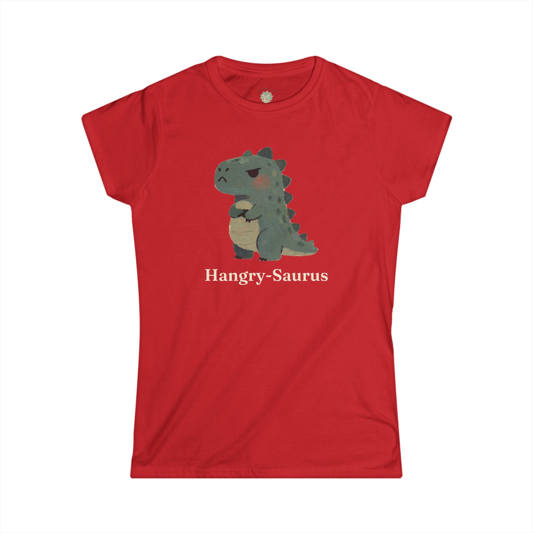 Women's Hangry-Saurus T-Shirt — Funny Hungry Grumpy Dinosaur Graphic Tee