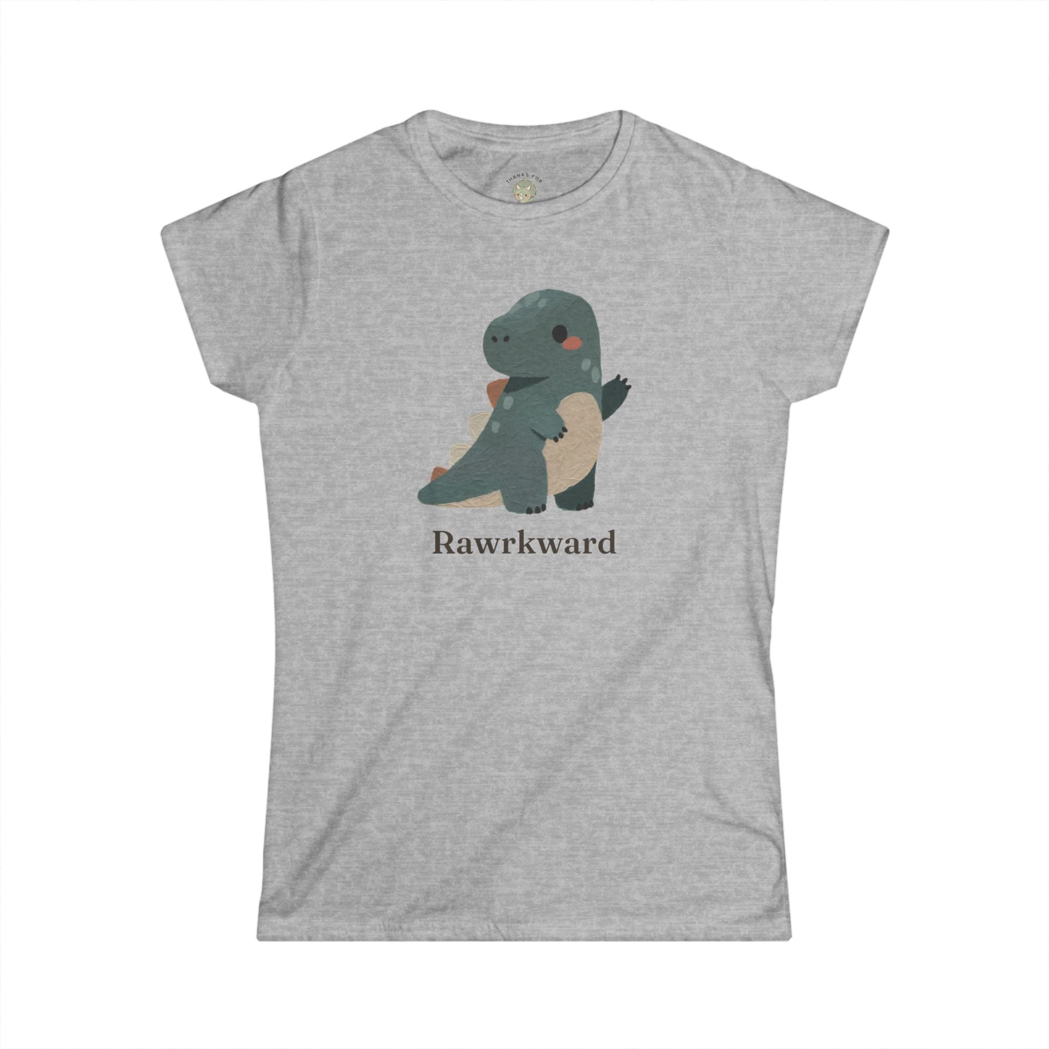 Women's Rawrkward T-Shirt — Funny Awkward Shy Dinosaur Graphic Tee