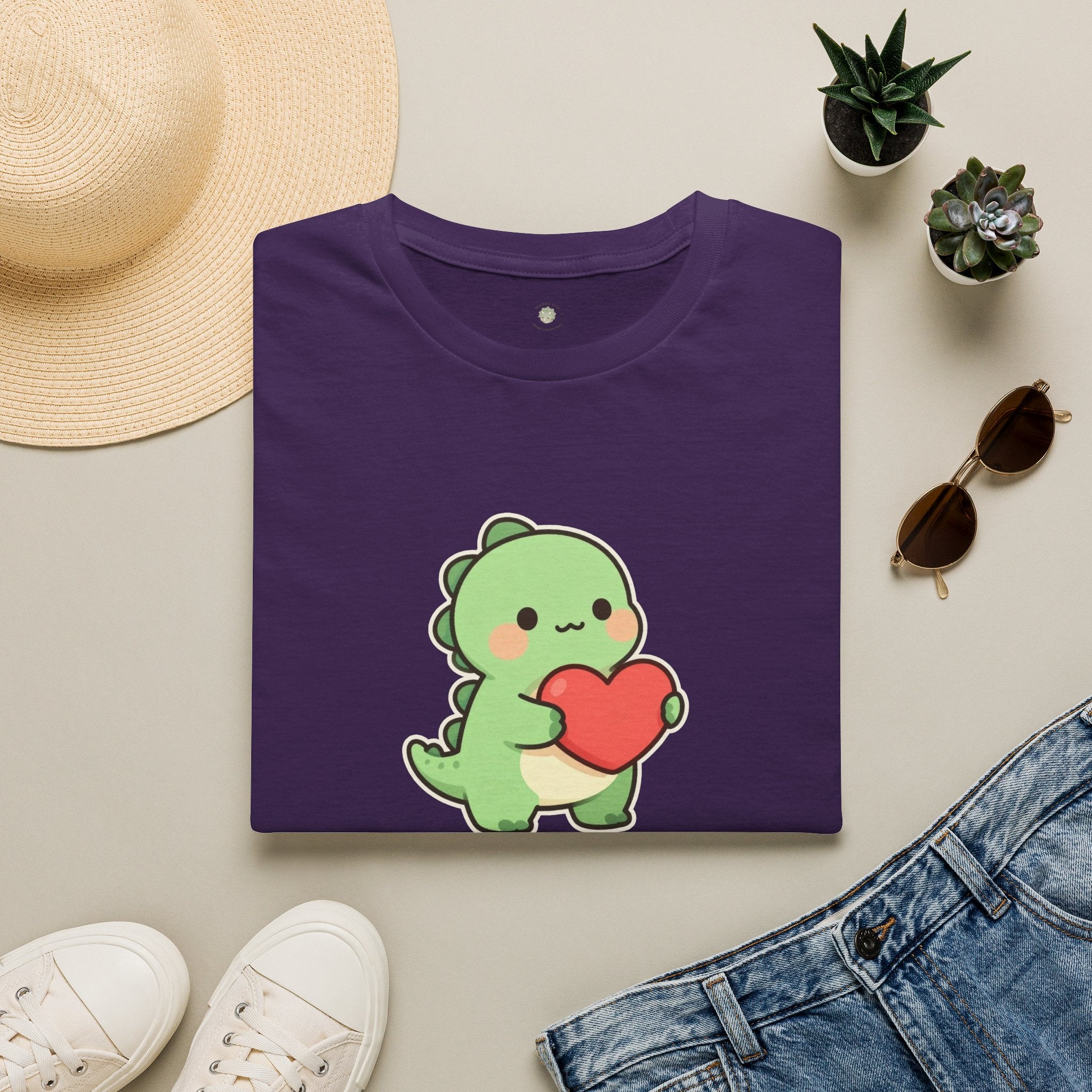 Tiny Arms, Big Heart Dino Tee — Kawaii T-Rex Heart Graphic T-Shirt