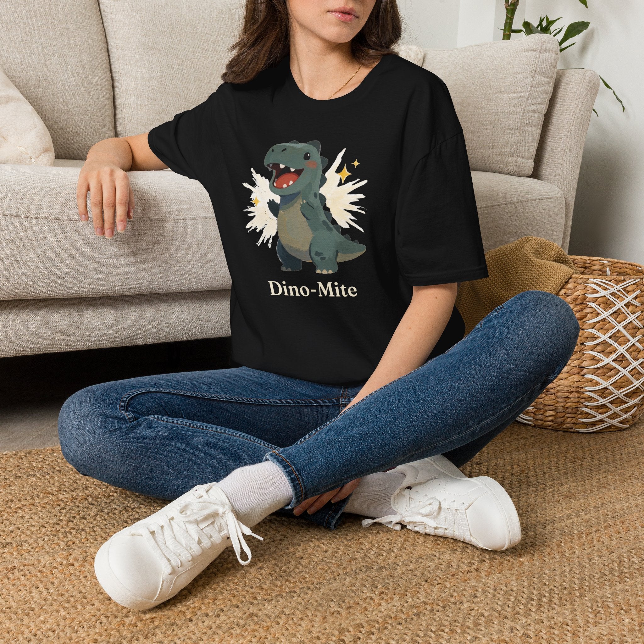 Dino-Mite T-Shirt — Cute Cheerful Dinosaur Pun Graphic Tee