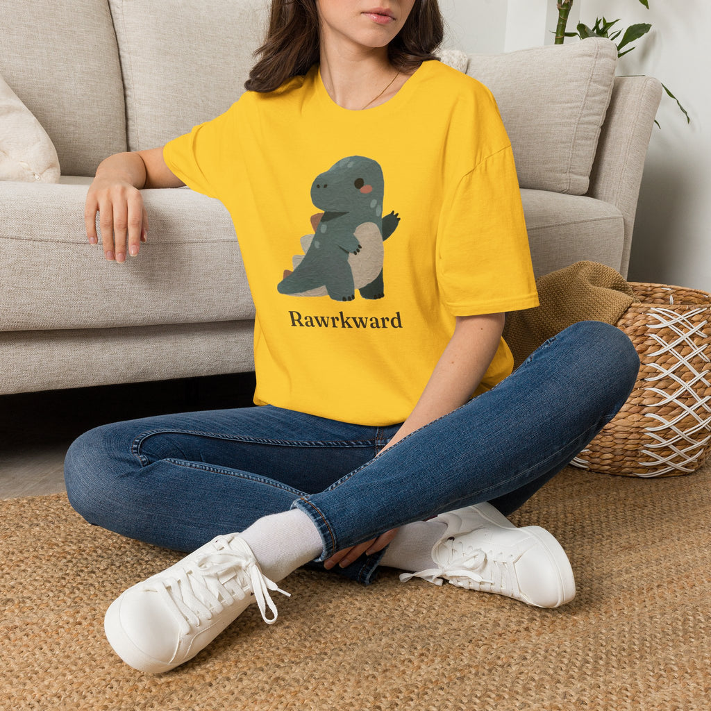 Rawrkward T-Shirt — Funny Awkward Shy Dinosaur Graphic Tee