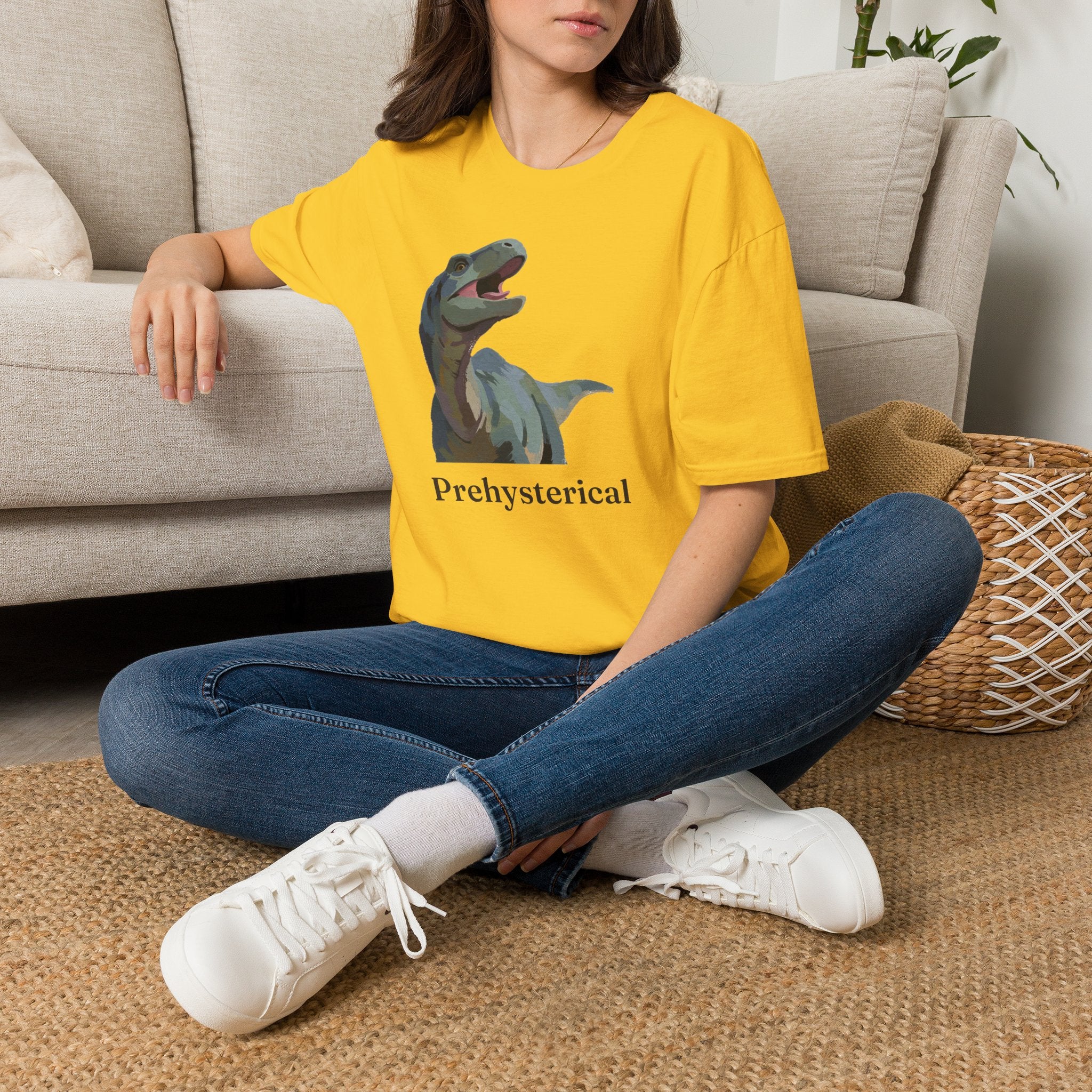 Prehysterical T-Shirt — Funny Laughing Dinosaur Pun Graphic Tee