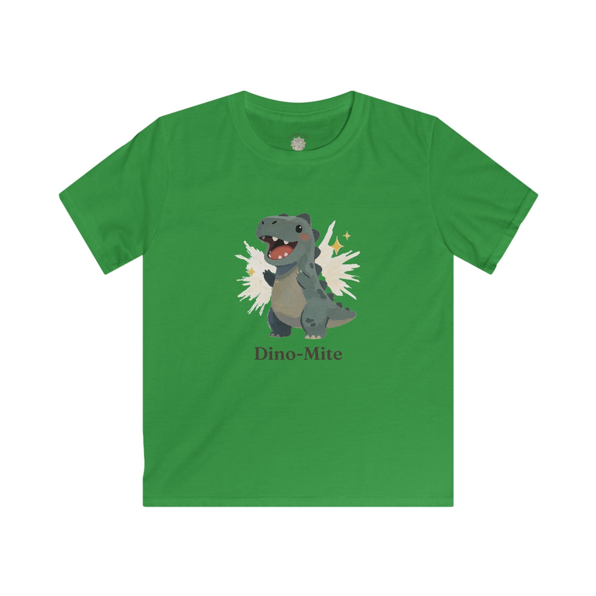 Kids Dino-Mite T-Shirt — Cute Cheerful Dinosaur Pun Graphic Tee