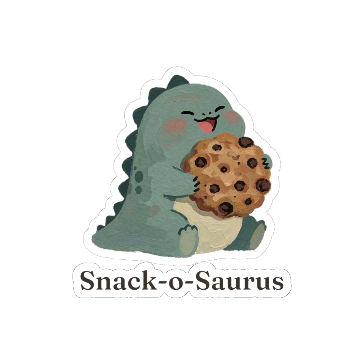 Snack-o-Saurus Sticker — Cute Cookie Dinosaur Snack Vinyl Sticker