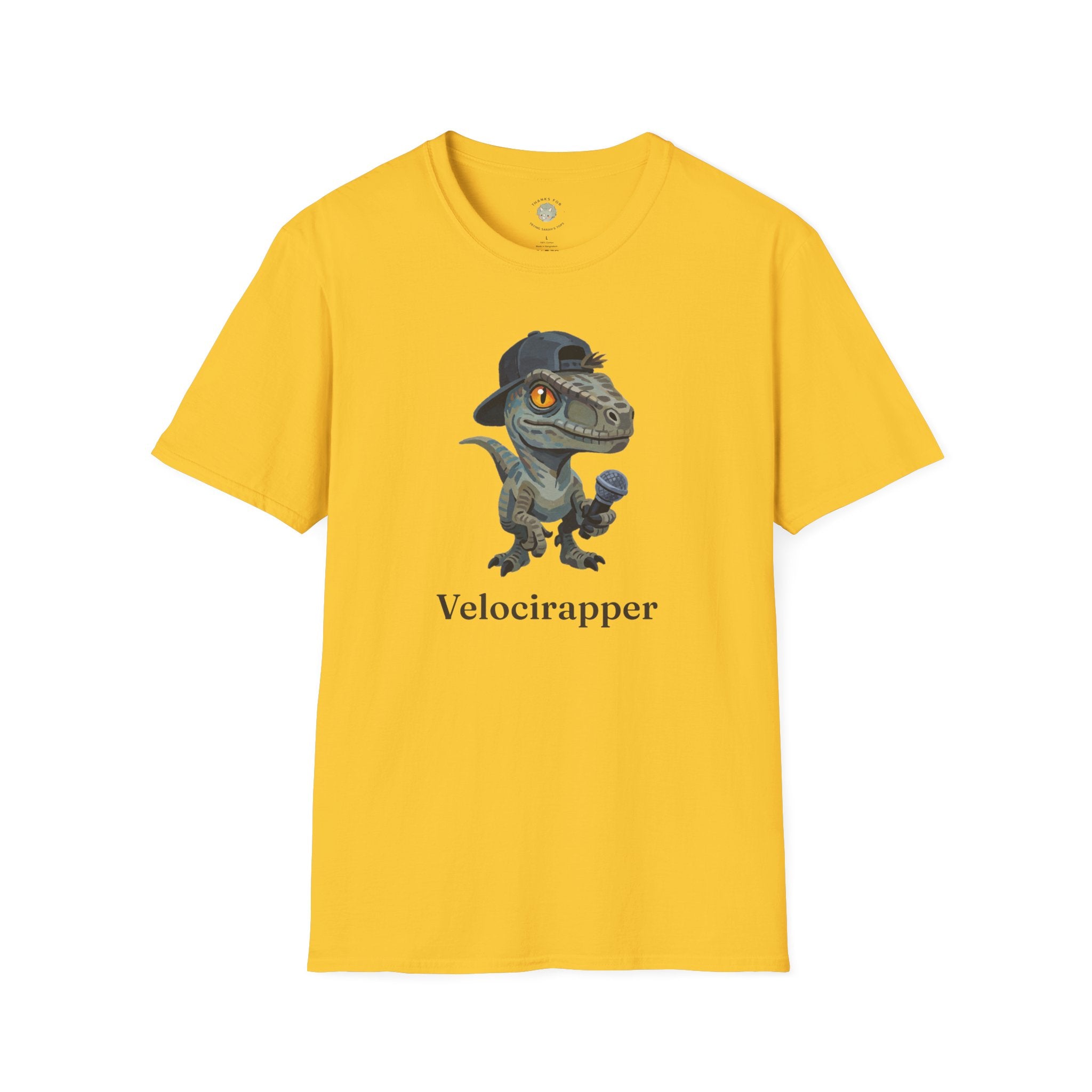 Velocirapper T-Shirt — Funny Rapper Raptor Dinosaur Graphic Tee