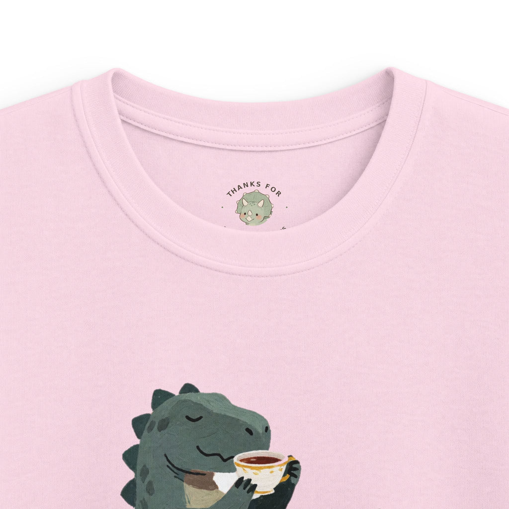 Kids Sip Happens T-Shirt — Funny Dinosaur Coffee Tea Graphic Tee