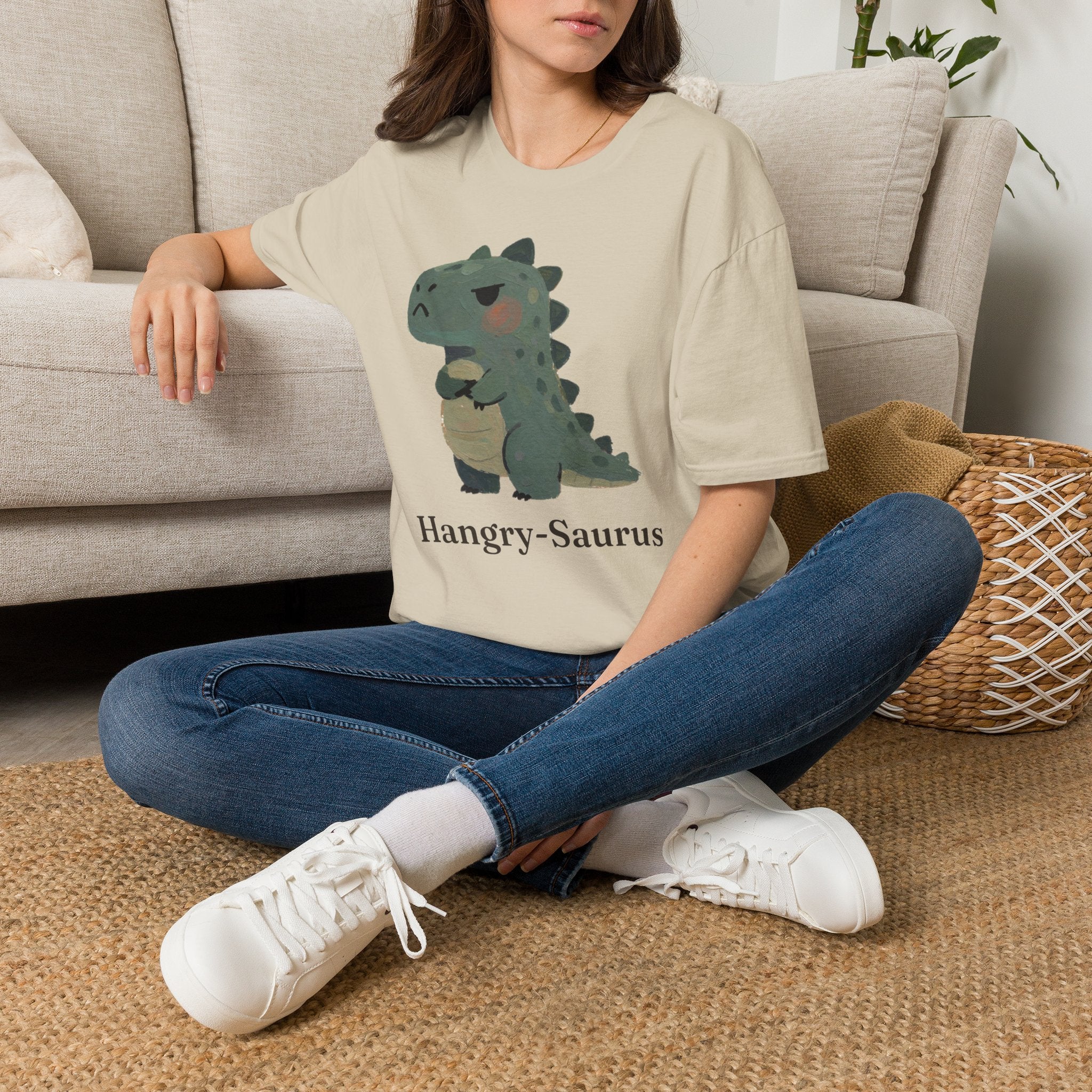 Hangry-Saurus T-Shirt — Funny Hungry Grumpy Dinosaur Graphic Tee