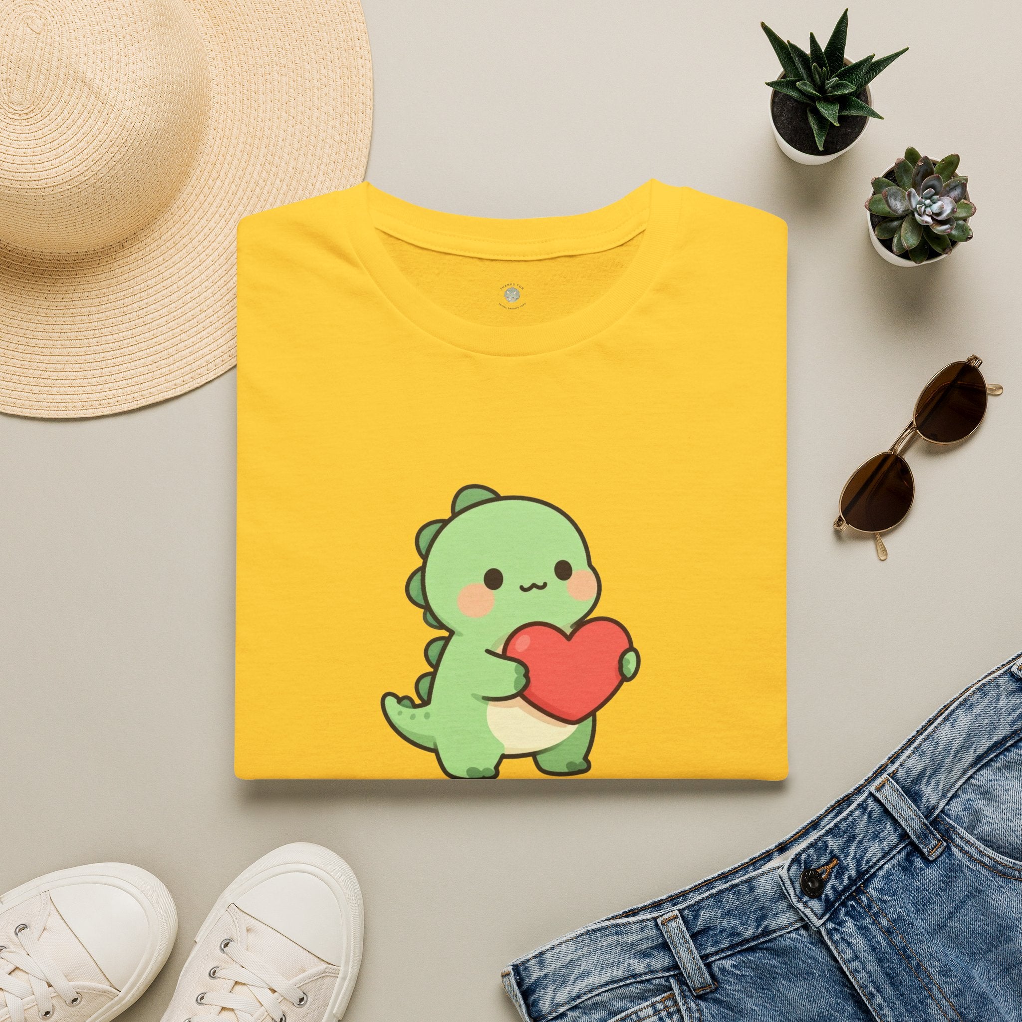 Tiny Arms, Big Heart Dino Tee — Kawaii T-Rex Heart Graphic T-Shirt