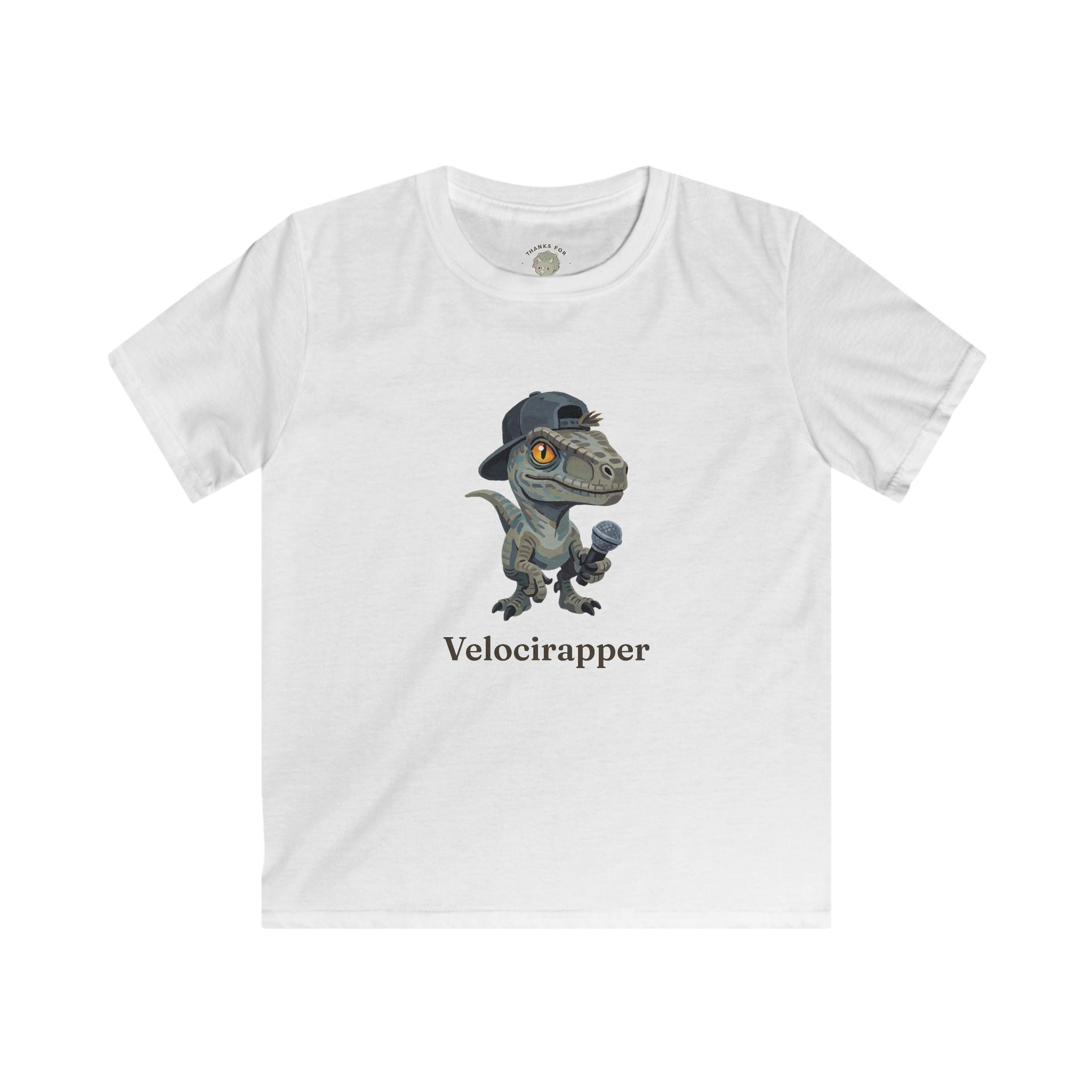 Kids Velocirapper T-Shirt — Funny Rapper Raptor Dinosaur Graphic Tee