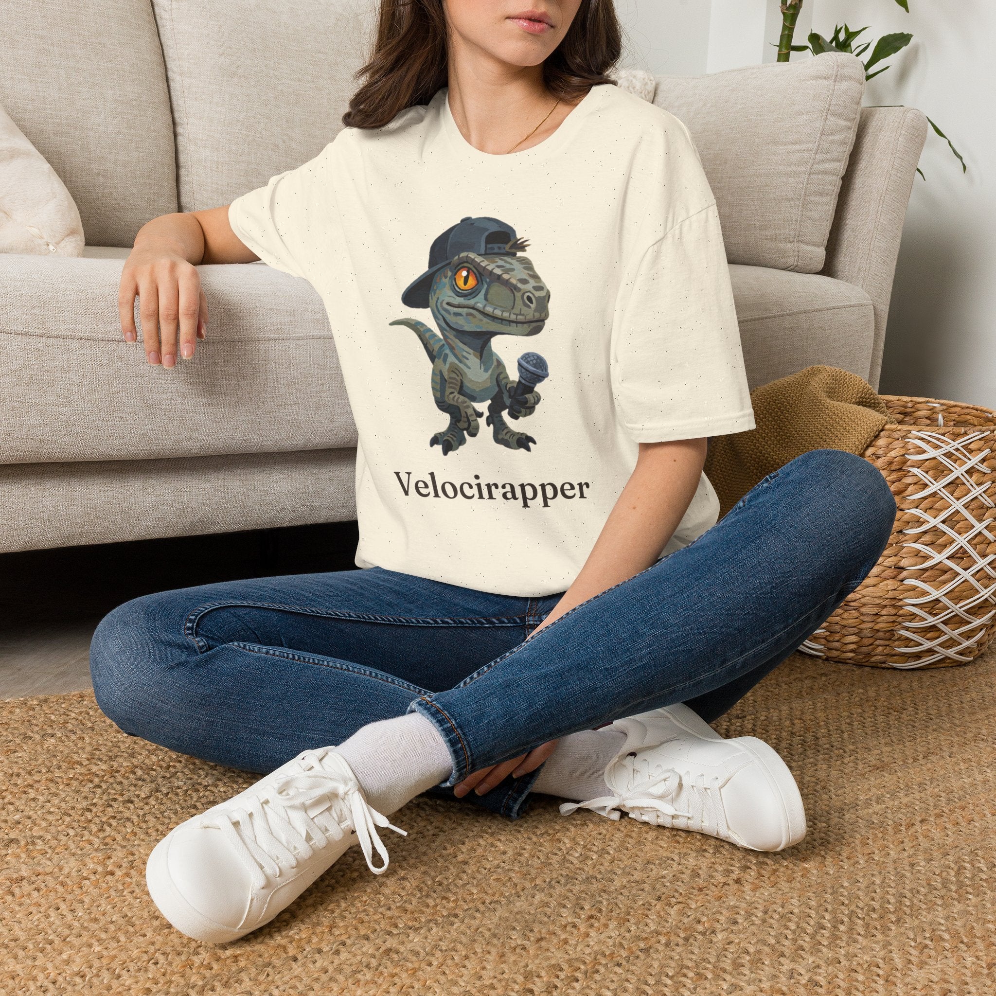 Velocirapper T-Shirt — Funny Rapper Raptor Dinosaur Graphic Tee