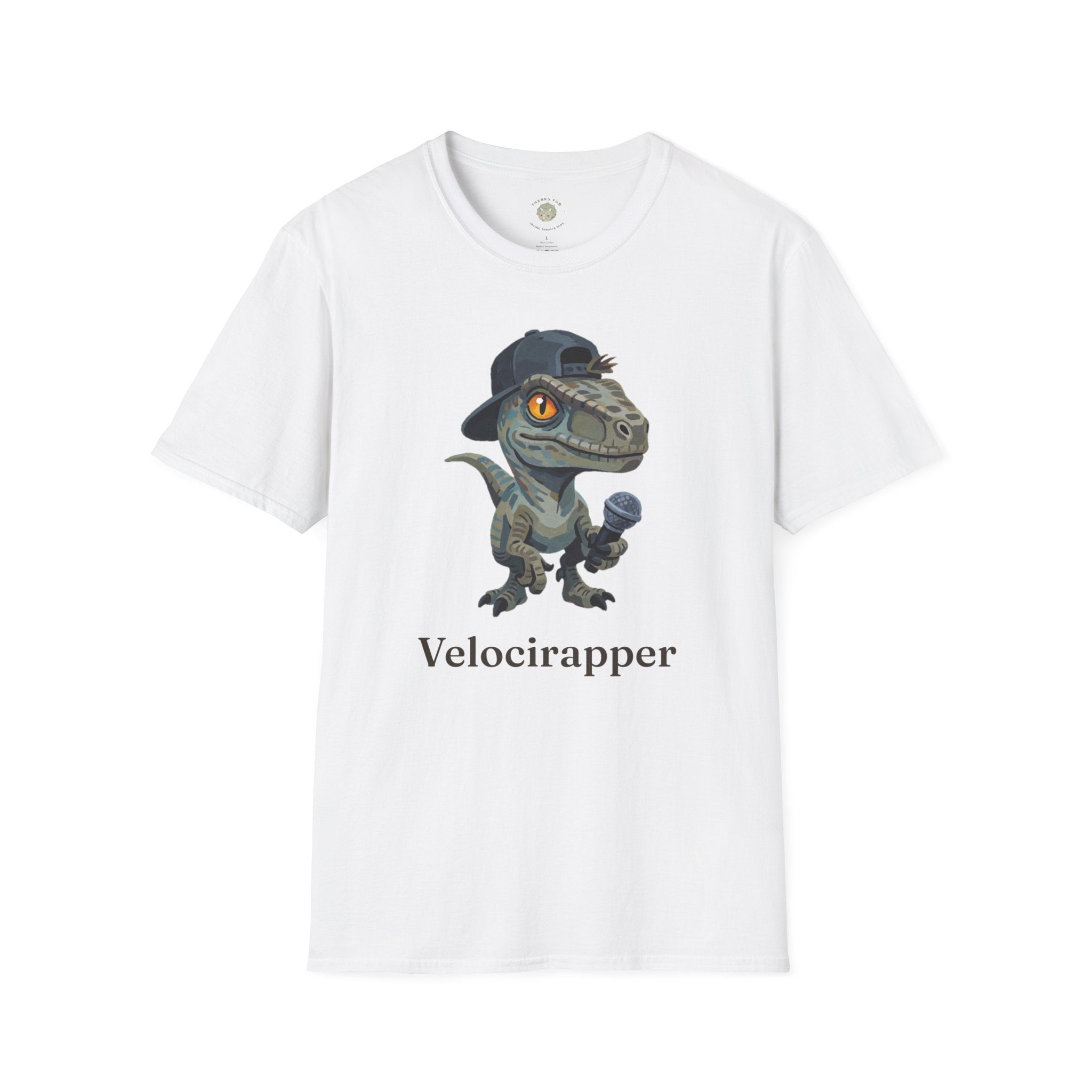 Velocirapper T-Shirt — Funny Rapper Raptor Dinosaur Graphic Tee