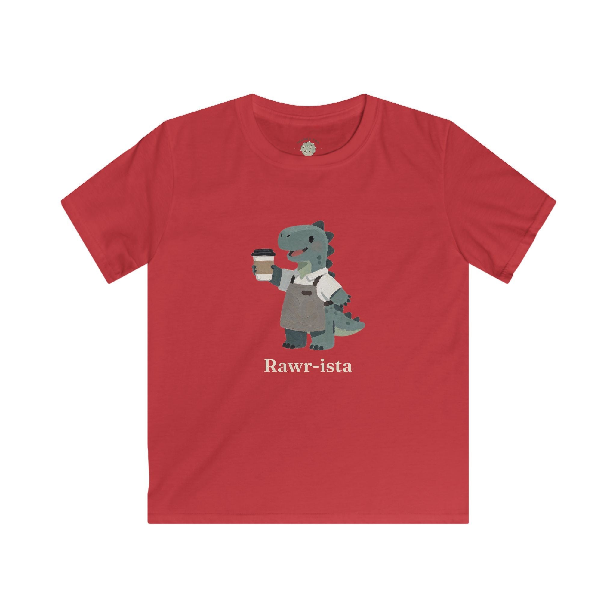 Kids Rawr-ista T-Shirt — Funny Coffee Dinosaur Barista Graphic Tee