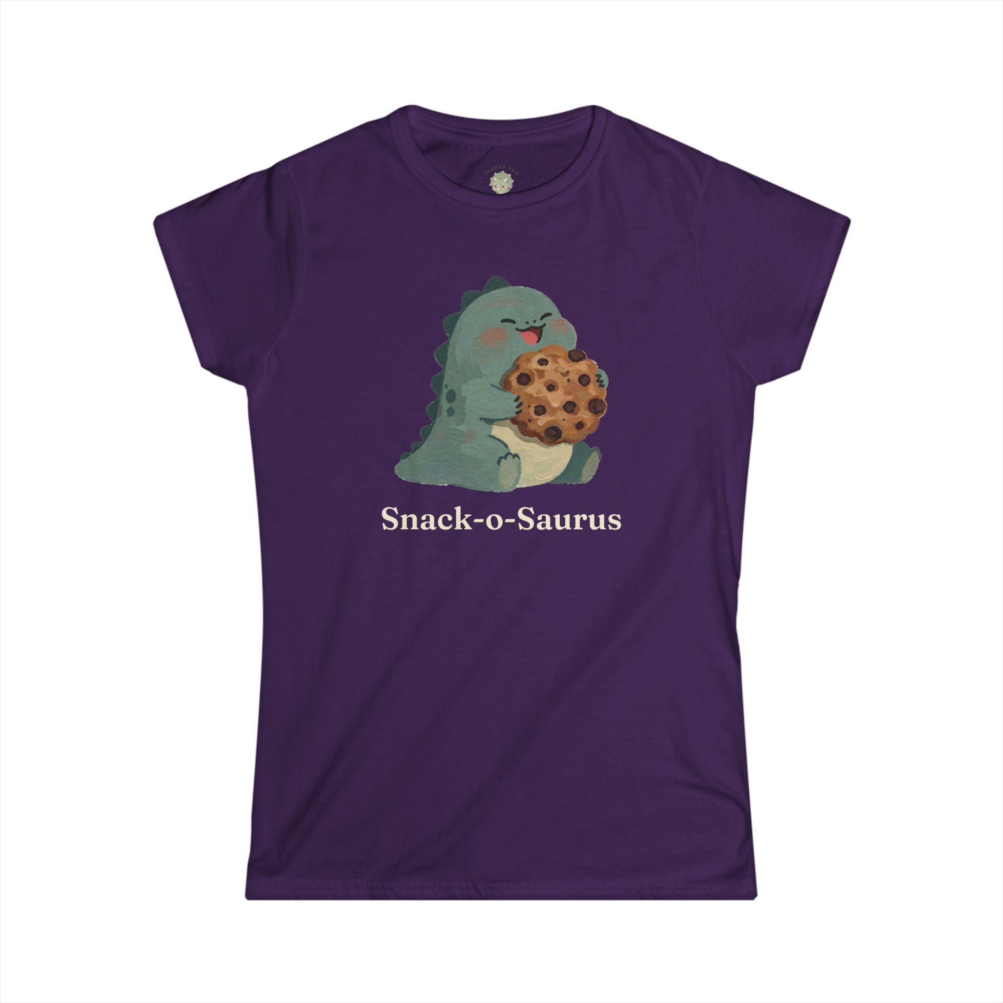 Women's Snack-o-Saurus T-Shirt — Cute Cookie Dinosaur Snack Graphic Tee