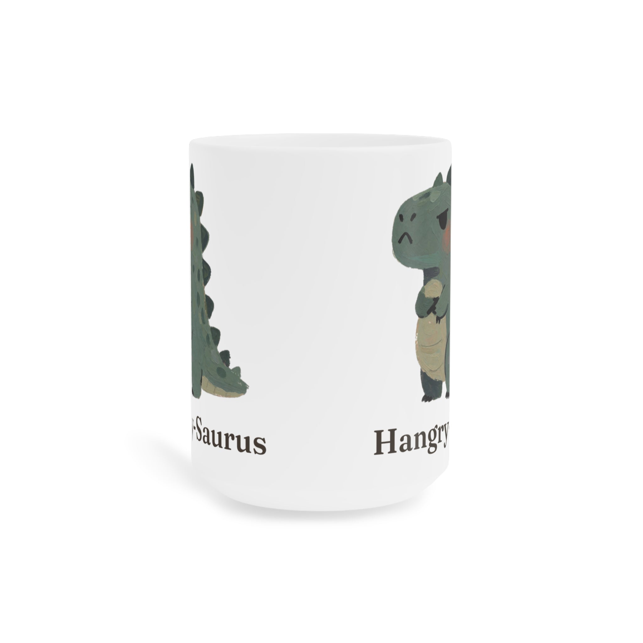 Hangry-Saurus Mug — Funny Hungry Grumpy Dinosaur Ceramic Mug