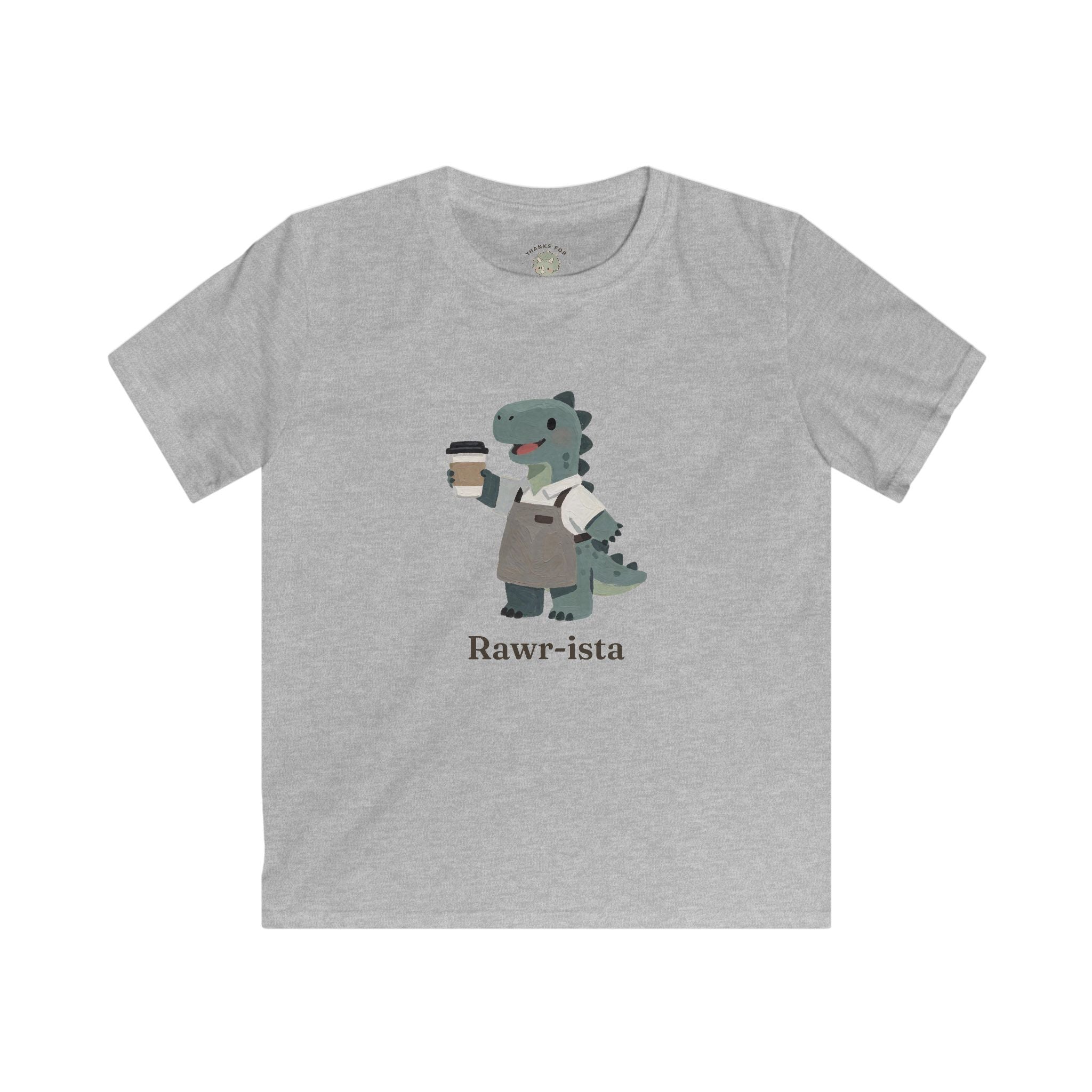 Kids Rawr-ista T-Shirt — Funny Coffee Dinosaur Barista Graphic Tee