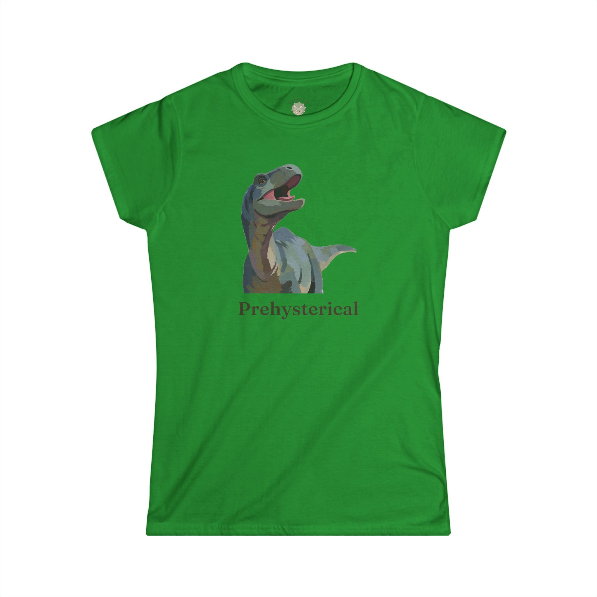 Women's Prehysterical T-Shirt — Funny Laughing Dinosaur Pun Graphic Tee