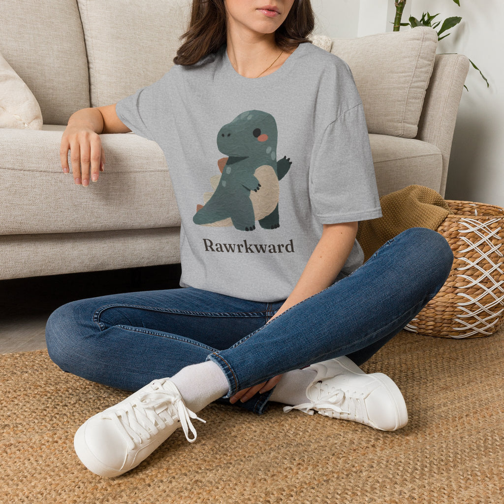 Rawrkward T-Shirt — Funny Awkward Shy Dinosaur Graphic Tee
