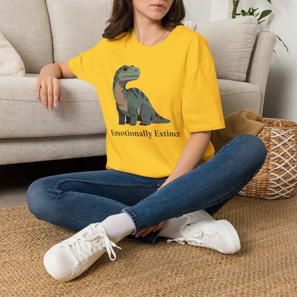 Emotionally Extinct T-Shirt — Funny Deadpan Dinosaur Graphic Tee