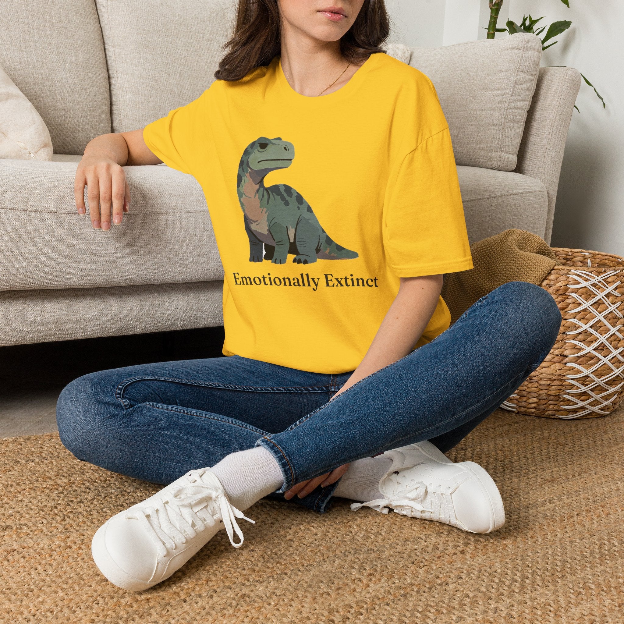 Emotionally Extinct T-Shirt — Funny Deadpan Dinosaur Graphic Tee