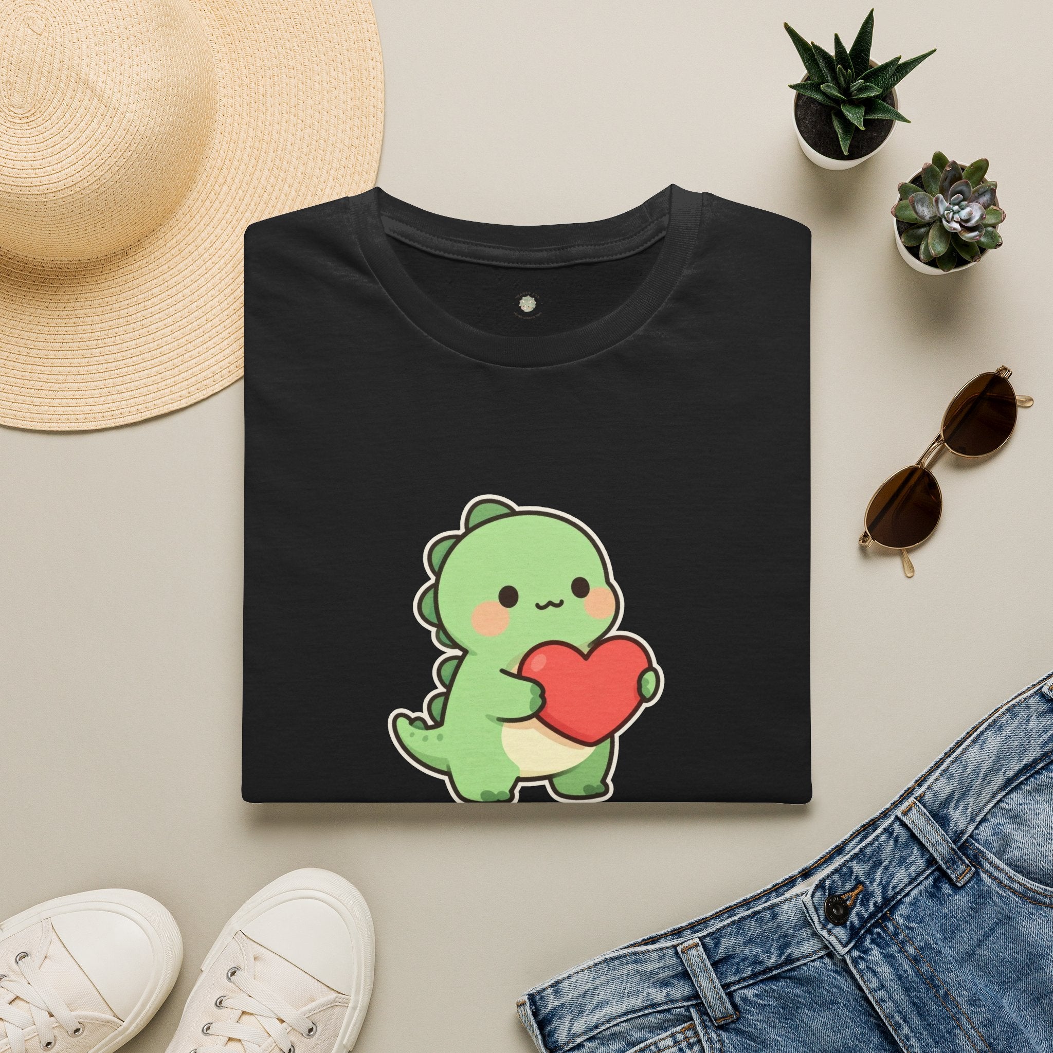 Tiny Arms, Big Heart Dino Tee — Kawaii T-Rex Heart Graphic T-Shirt