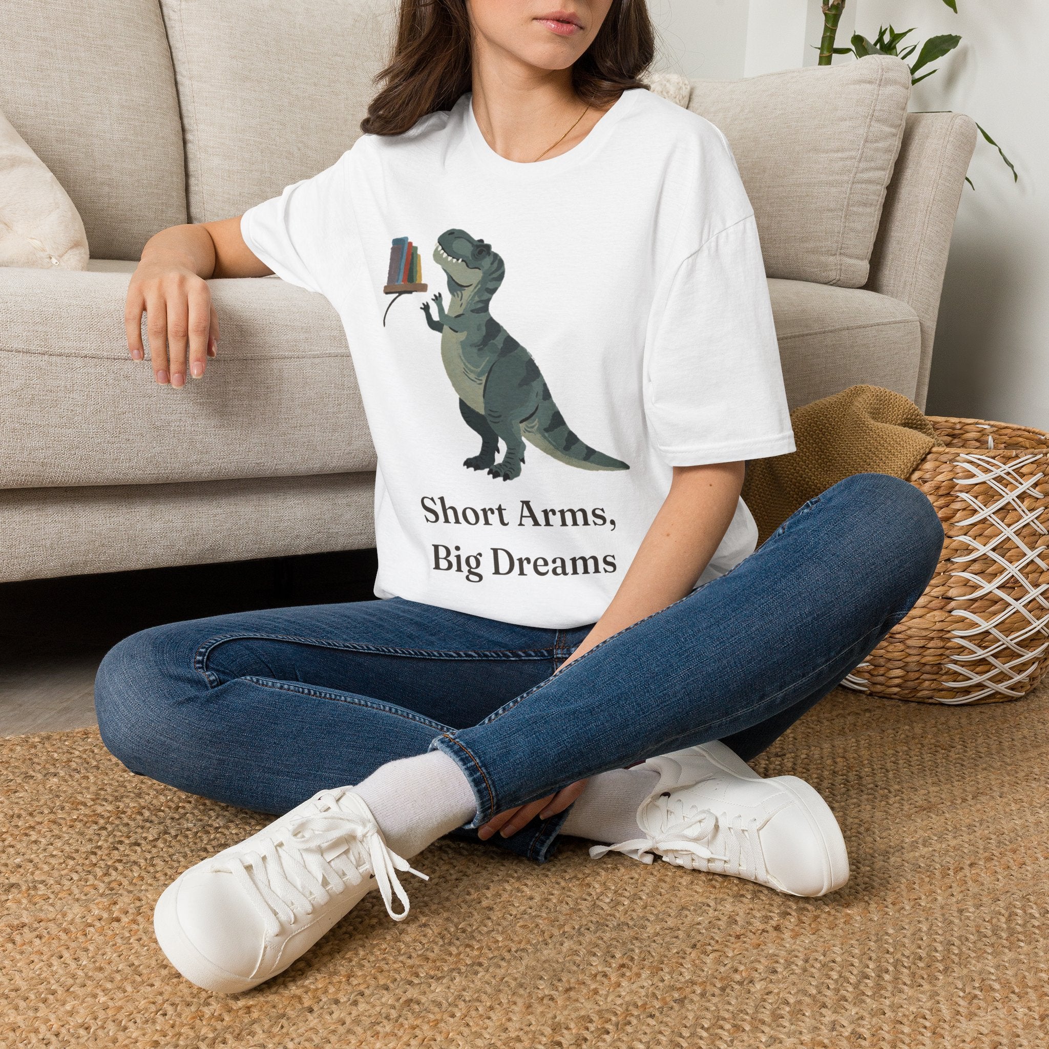 Short Arms, Big Dreams T-Shirt — Funny Motivational T-Rex Graphic Tee
