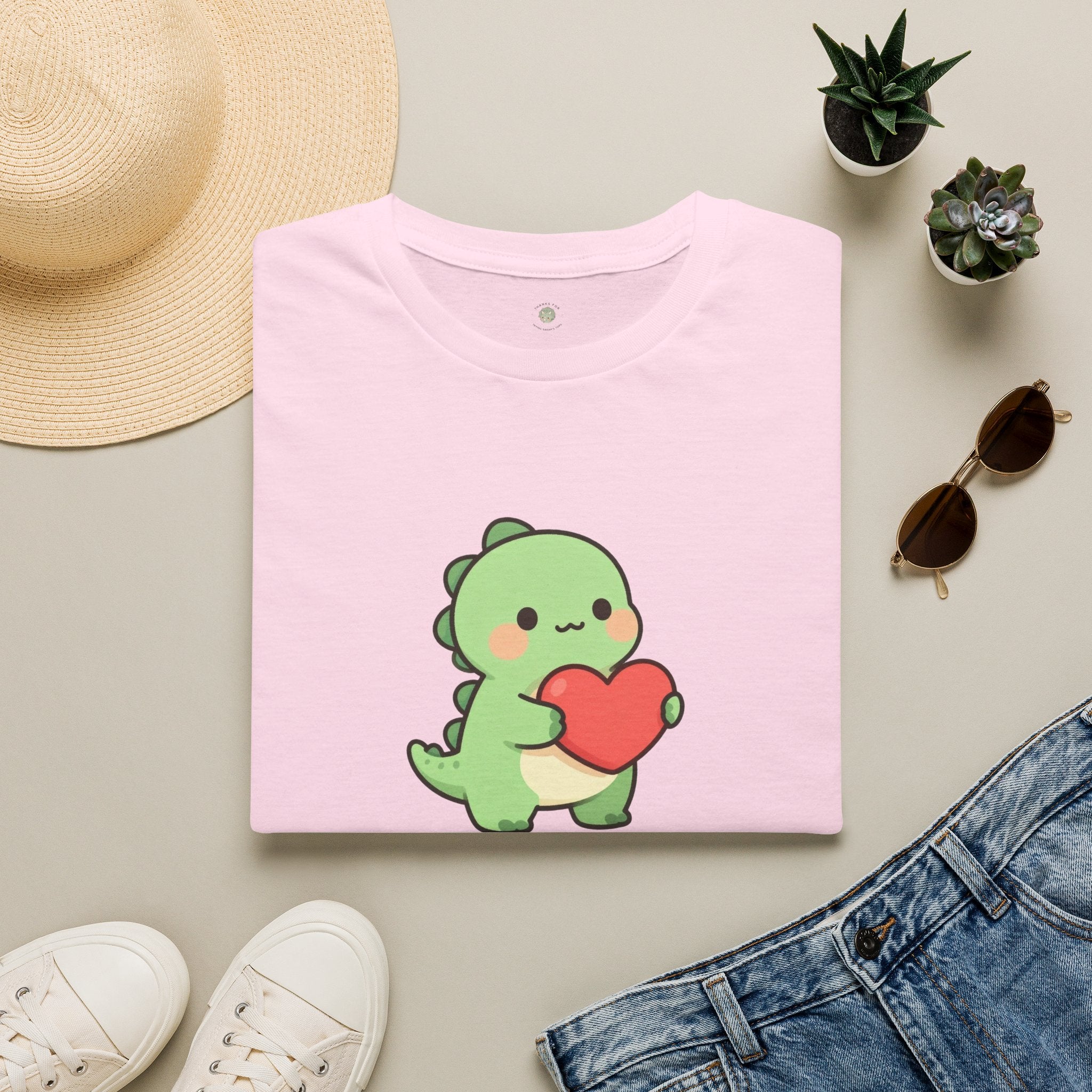 Tiny Arms, Big Heart Dino Tee — Kawaii T-Rex Heart Graphic T-Shirt