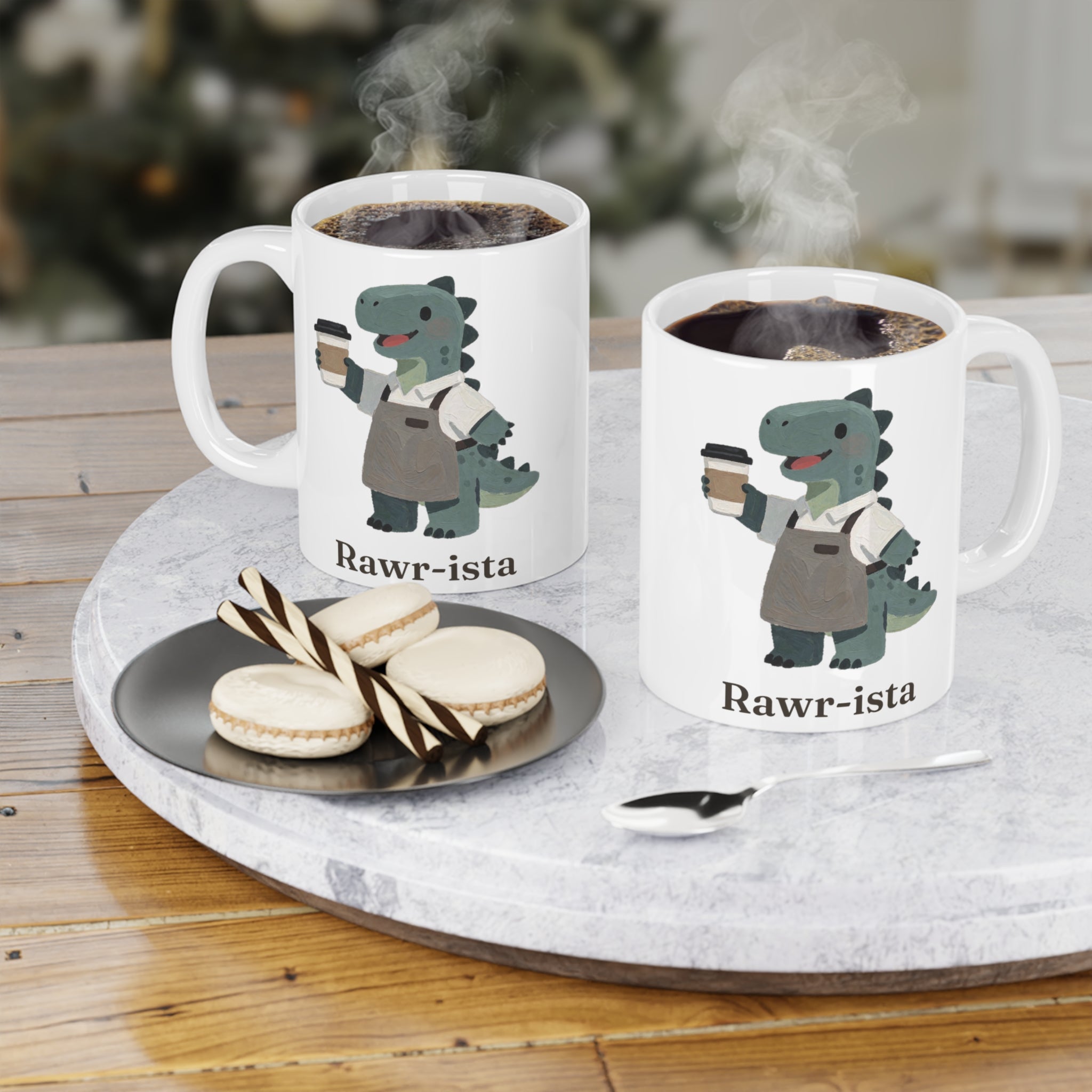 Rawr-ista Mug — Funny Coffee Dinosaur Barista Ceramic Mug