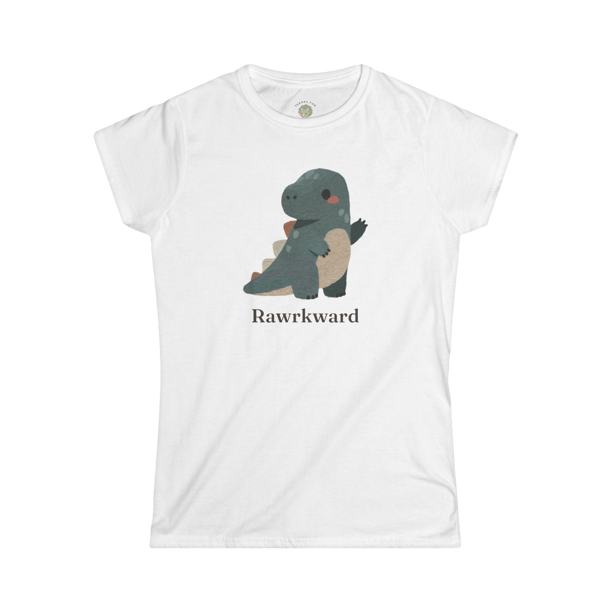 Women's Rawrkward T-Shirt — Funny Awkward Shy Dinosaur Graphic Tee