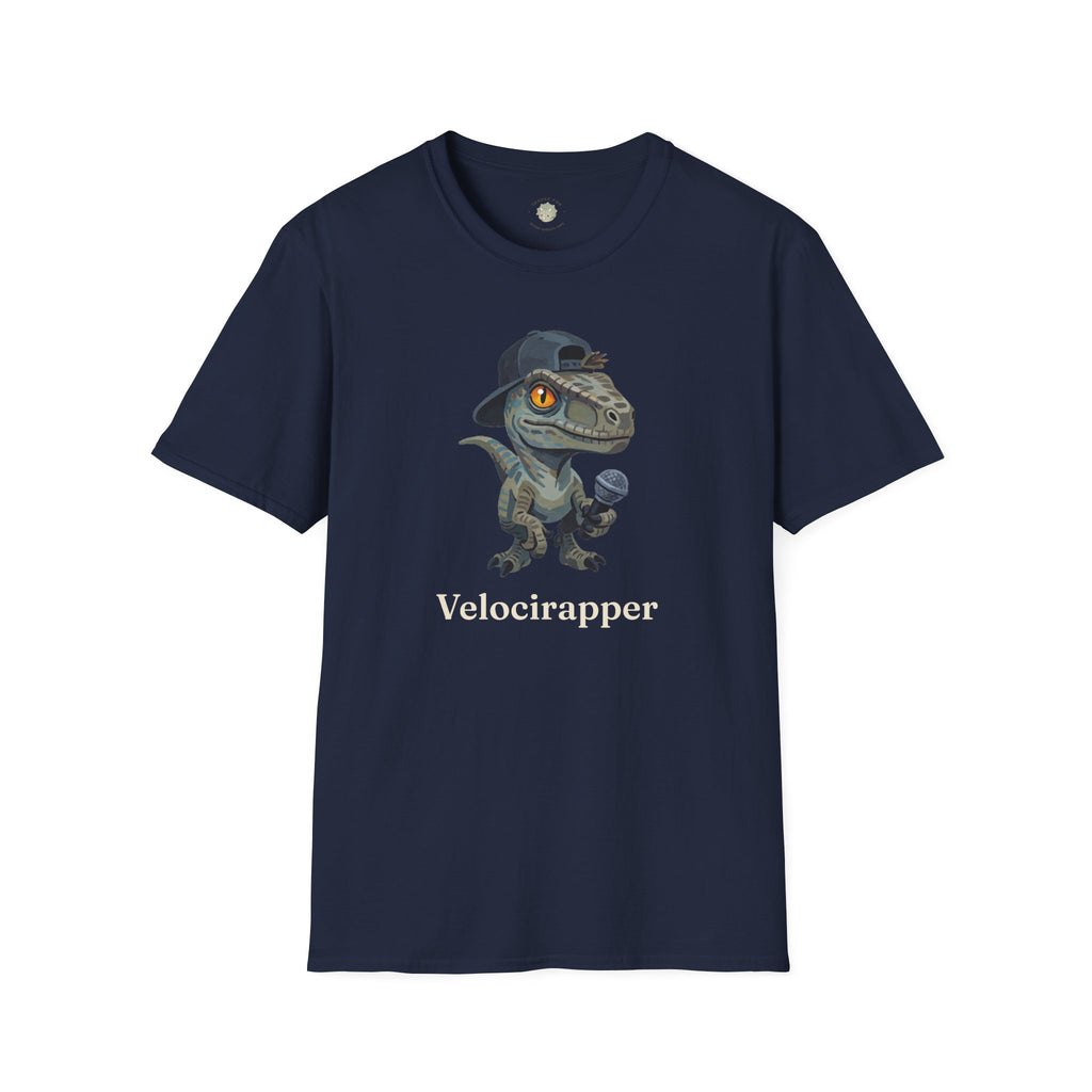 Velocirapper T-Shirt — Funny Rapper Raptor Dinosaur Graphic Tee