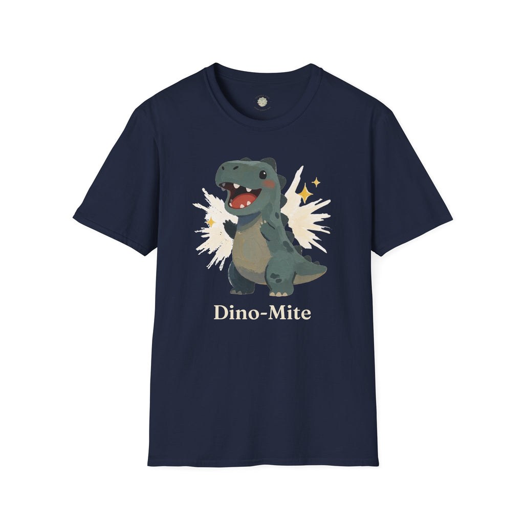 Dino-Mite T-Shirt — Cute Cheerful Dinosaur Pun Graphic Tee