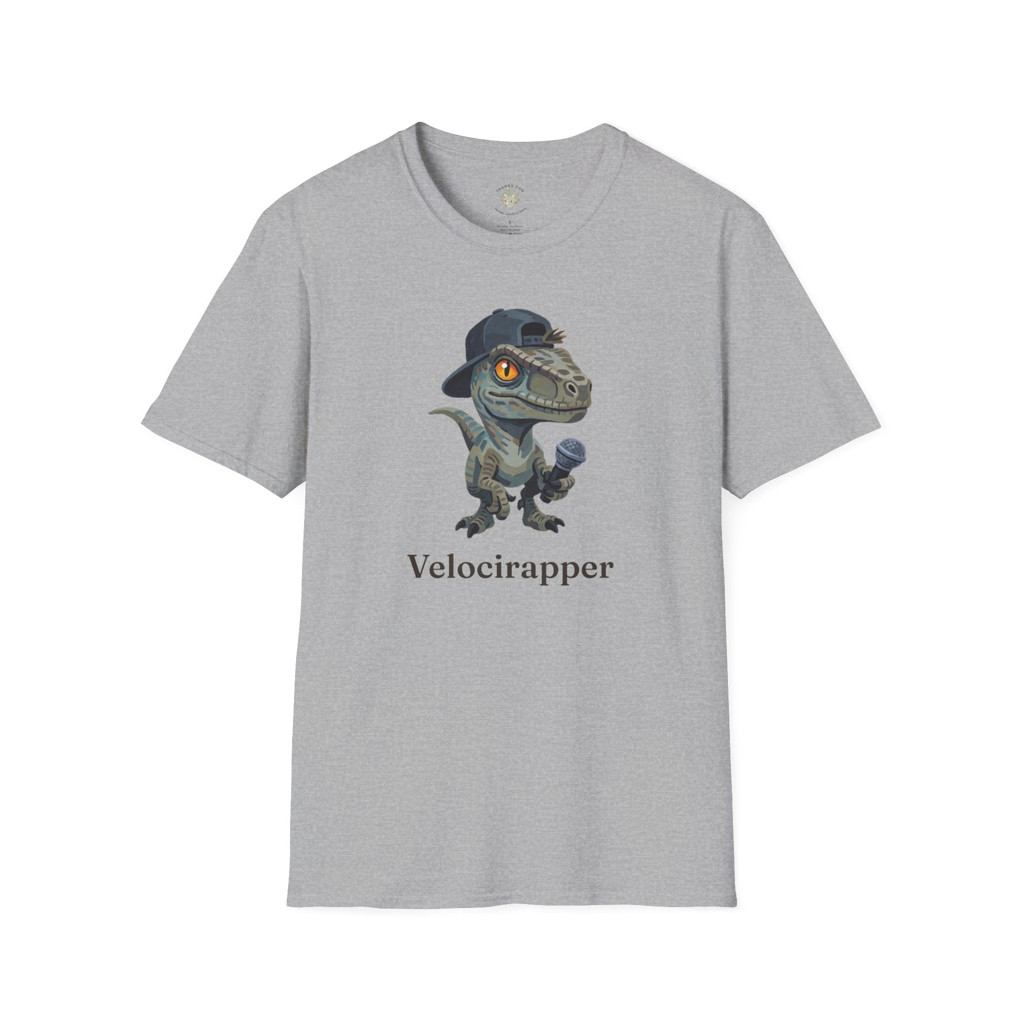 Velocirapper T-Shirt — Funny Rapper Raptor Dinosaur Graphic Tee