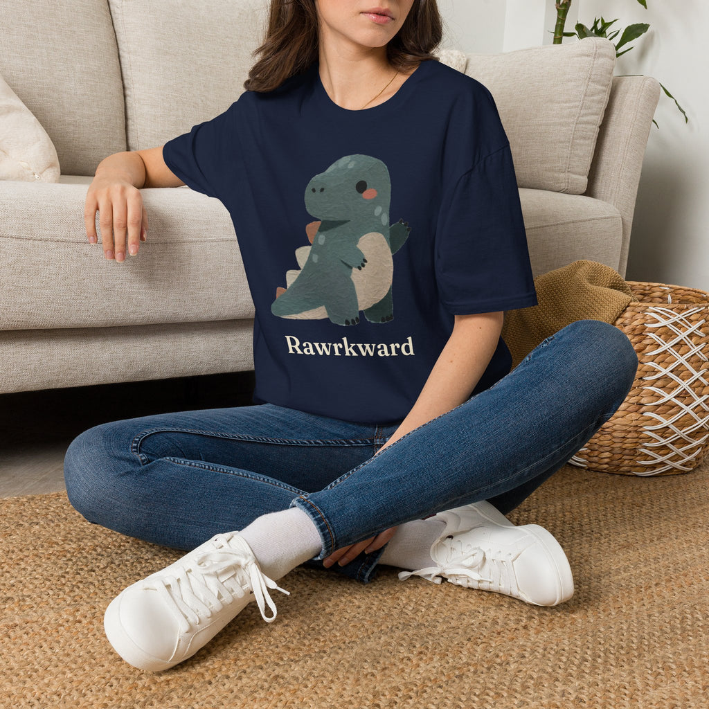 Rawrkward T-Shirt — Funny Awkward Shy Dinosaur Graphic Tee