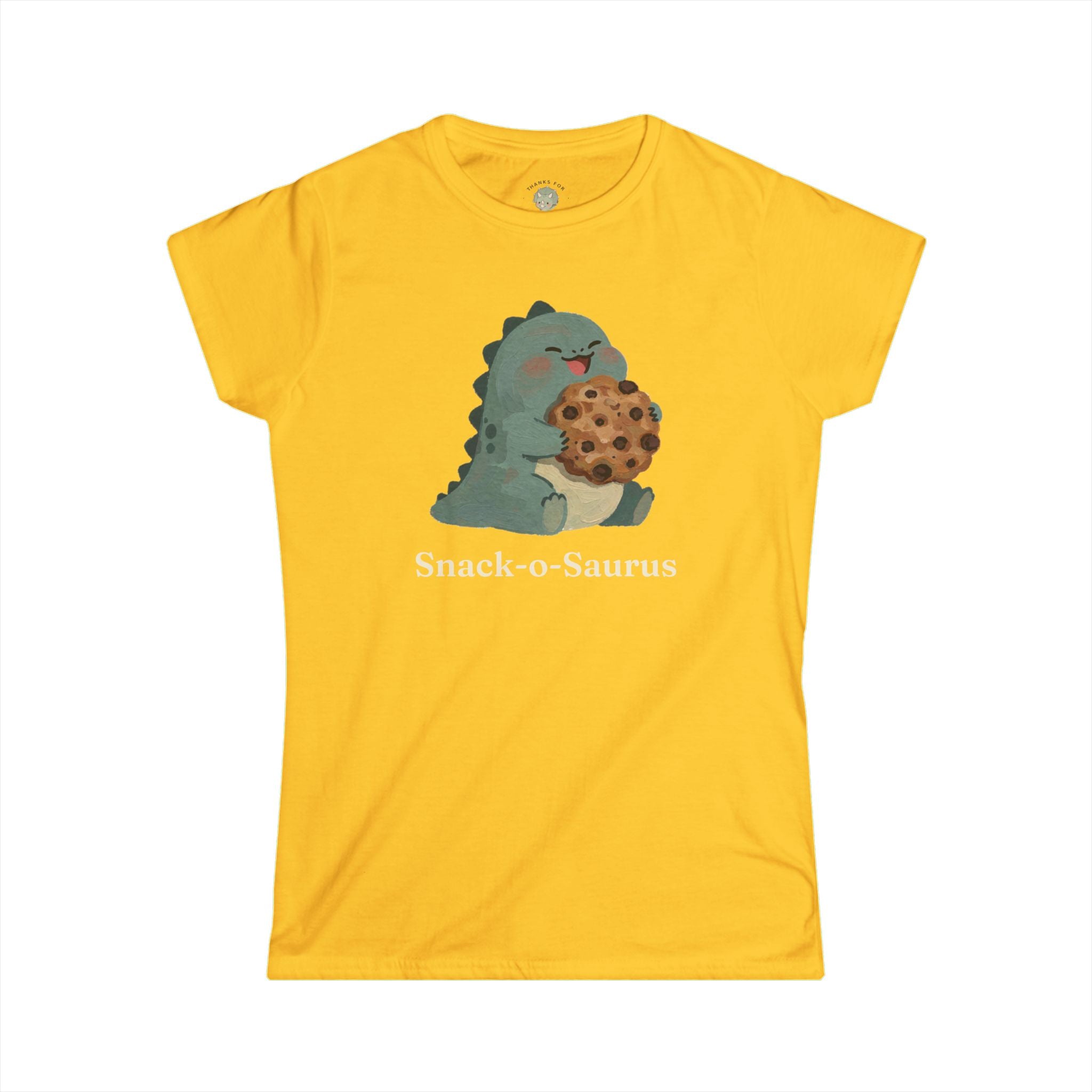 Women's Snack-o-Saurus T-Shirt — Cute Cookie Dinosaur Snack Graphic Tee