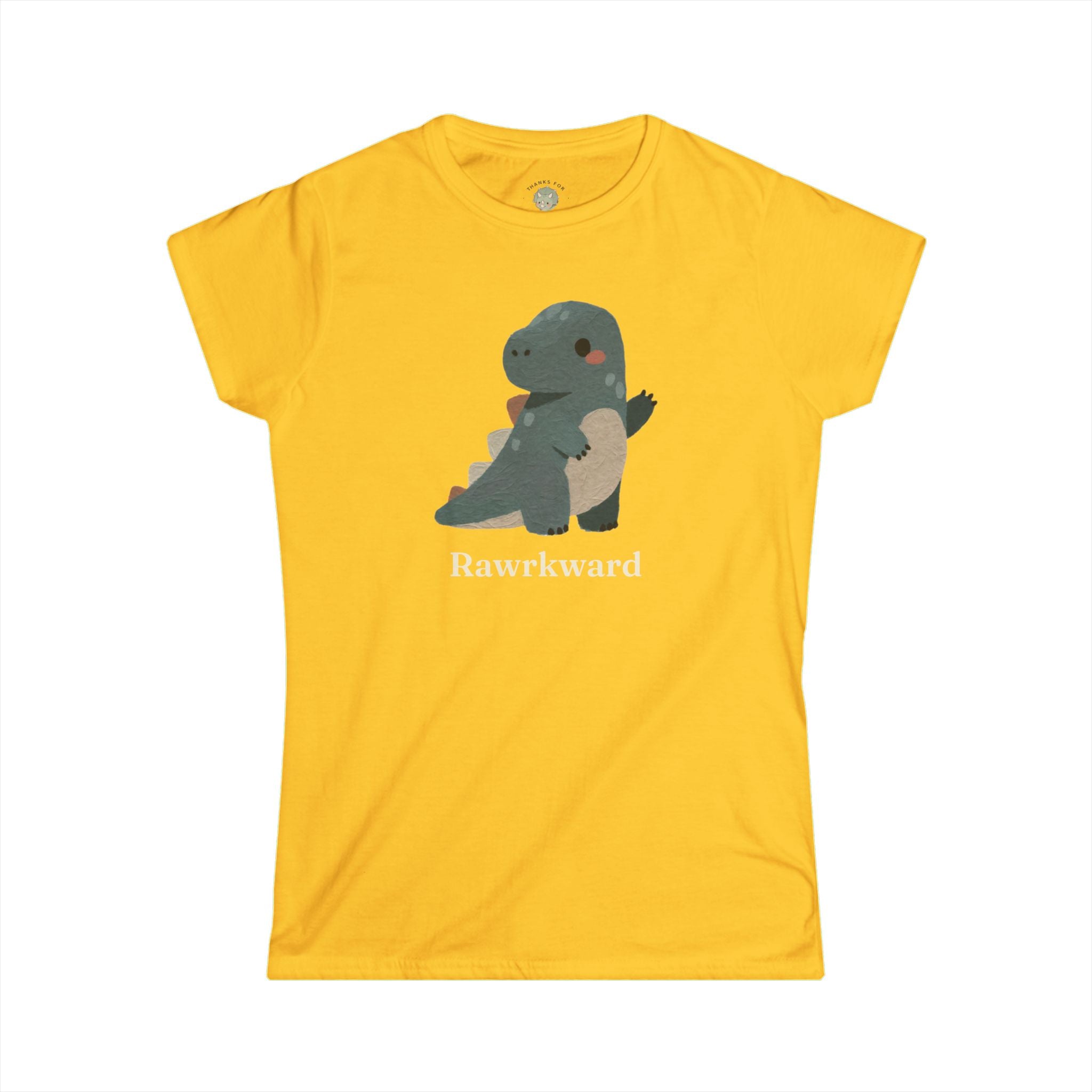 Women's Rawrkward T-Shirt — Funny Awkward Shy Dinosaur Graphic Tee