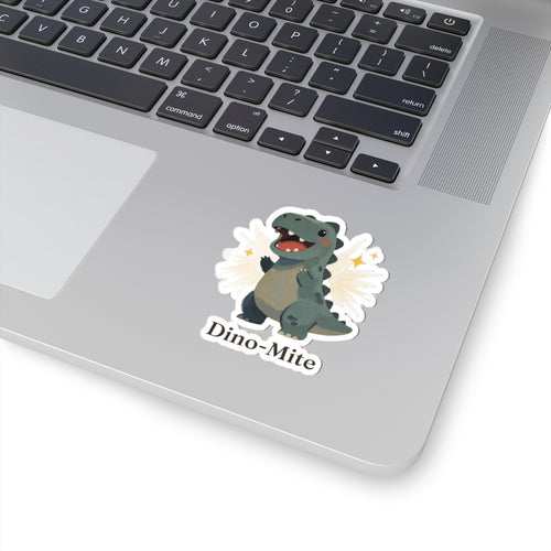 Dino-Mite Sticker — Cute Cheerful Dinosaur Pun Vinyl Sticker