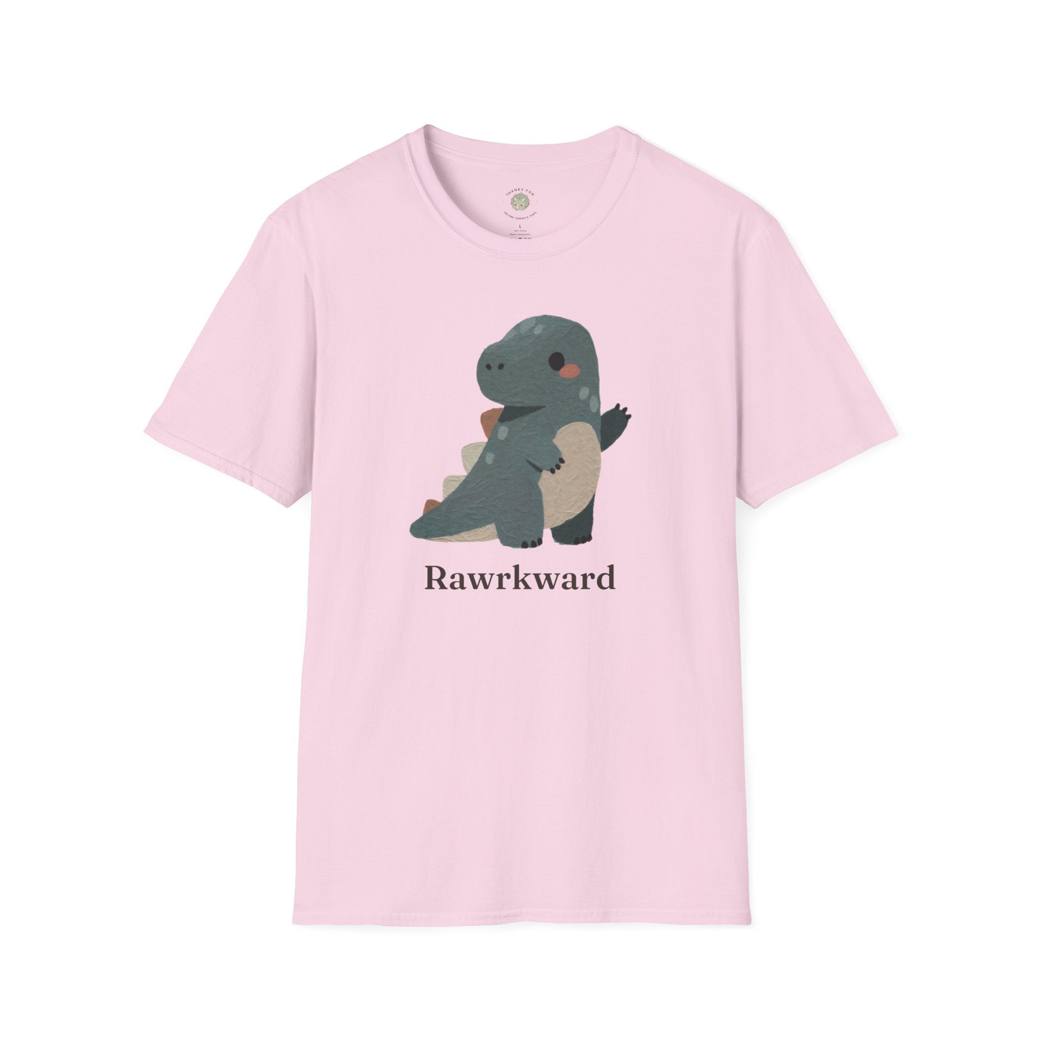 Rawrkward T-Shirt — Funny Awkward Shy Dinosaur Graphic Tee