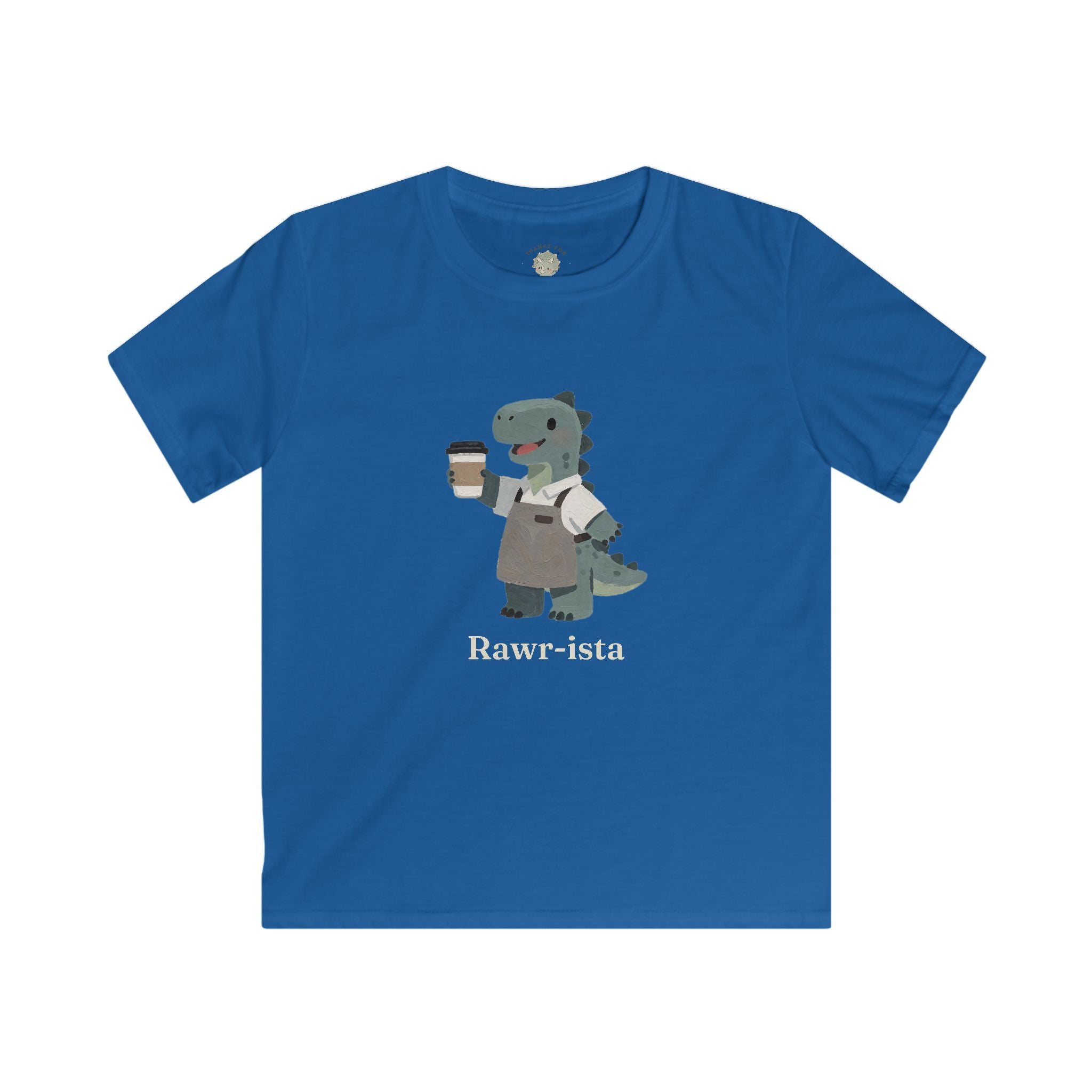 Kids Rawr-ista T-Shirt — Funny Coffee Dinosaur Barista Graphic Tee