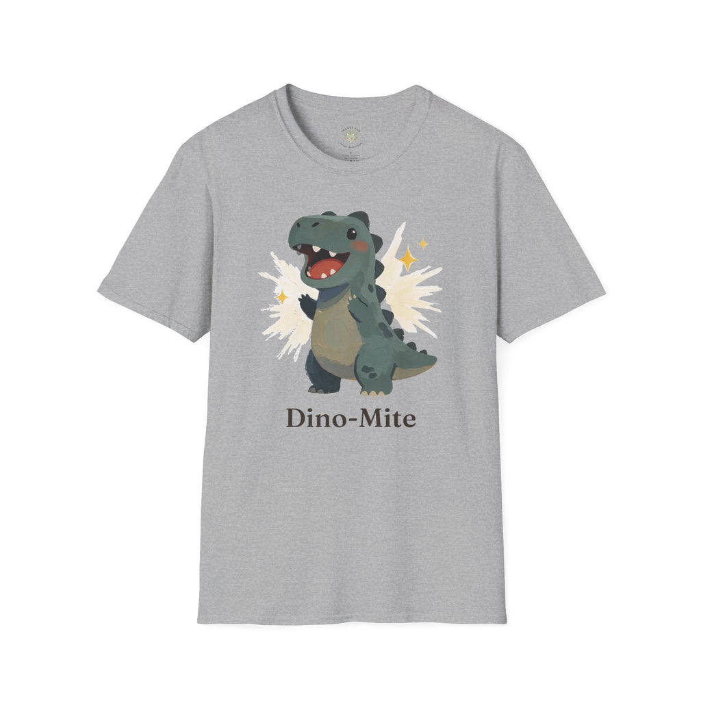 Dino-Mite T-Shirt — Cute Cheerful Dinosaur Pun Graphic Tee